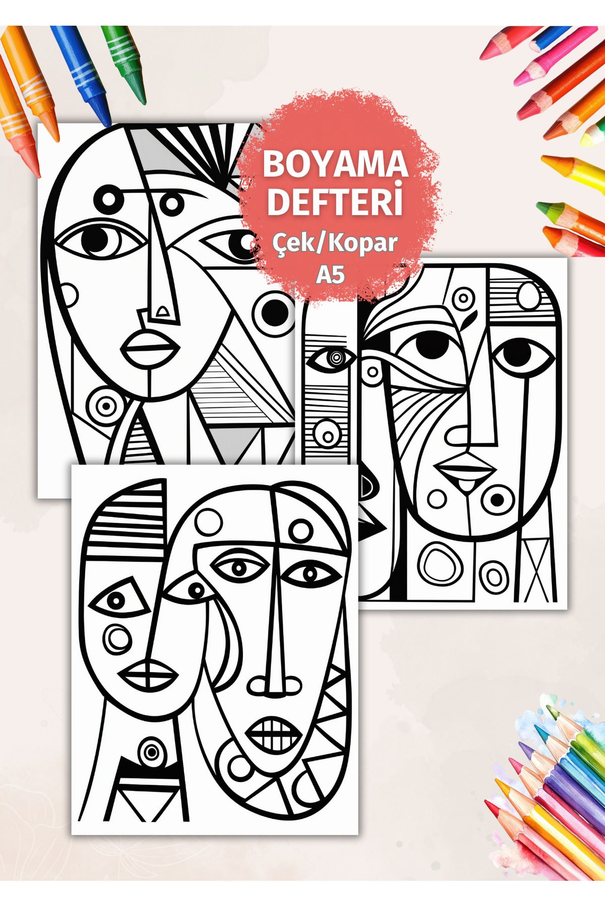VORACRAFT Picasso Eserleri Yetişkin Çek/Kopar Boyama Kitabı Set BY0009