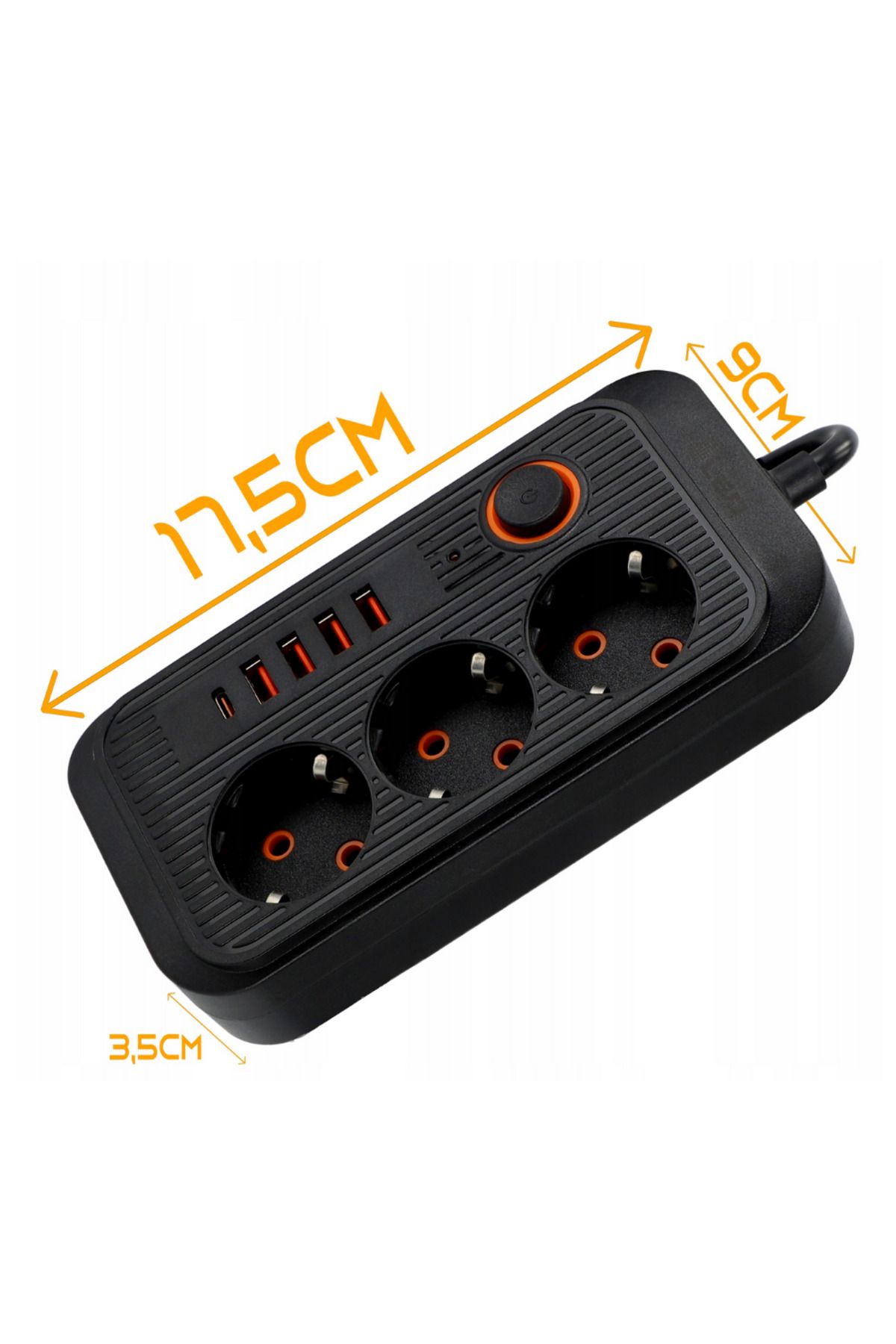 SML-Multifunctional extension cord, 3 sockets + 5xUSB, 2 meters, black 5