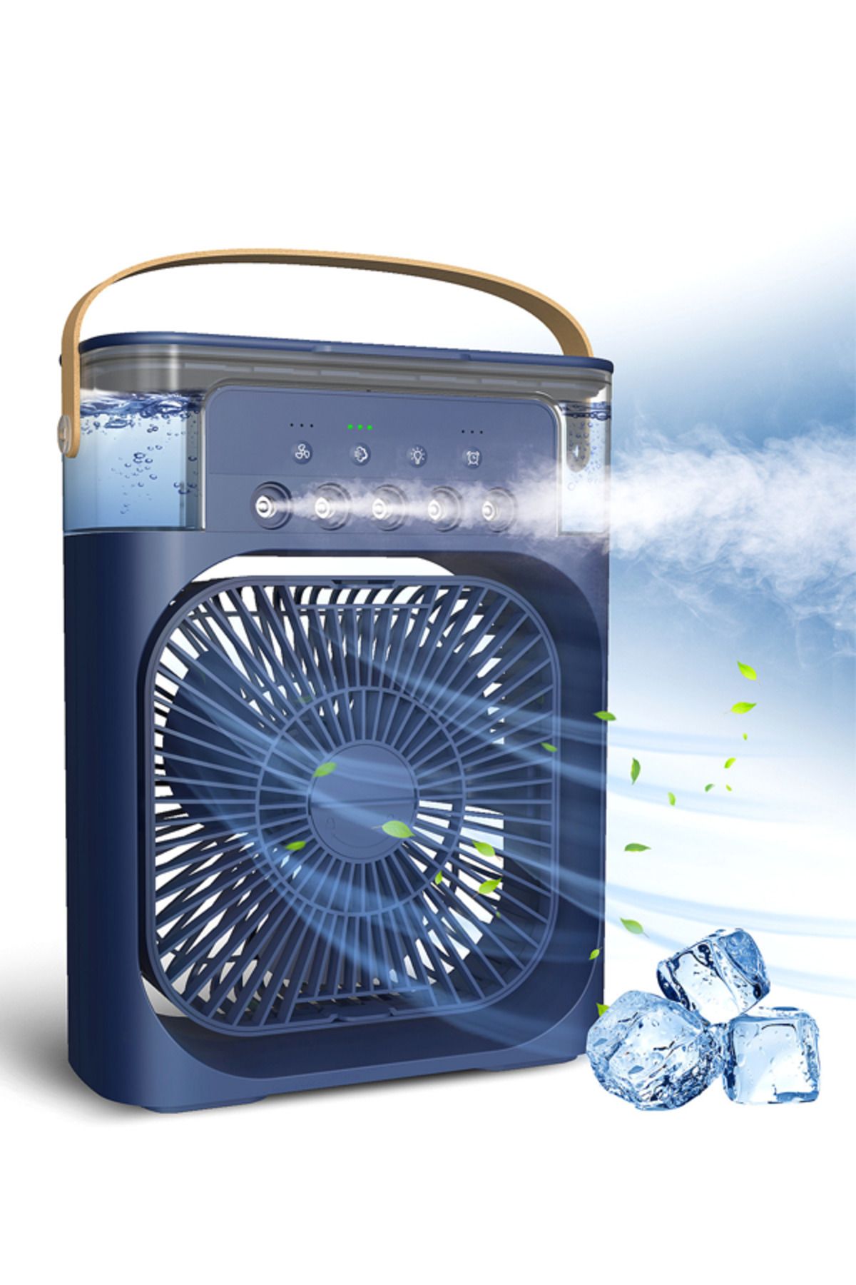 ERDİNEKS Soğuk Su Buzlu Masaüstü Mist Fan 5 Uçlu Su Sprey 3 Modlu Fan 3 Saat Zamanlayıcı Salınımlı LED Işık