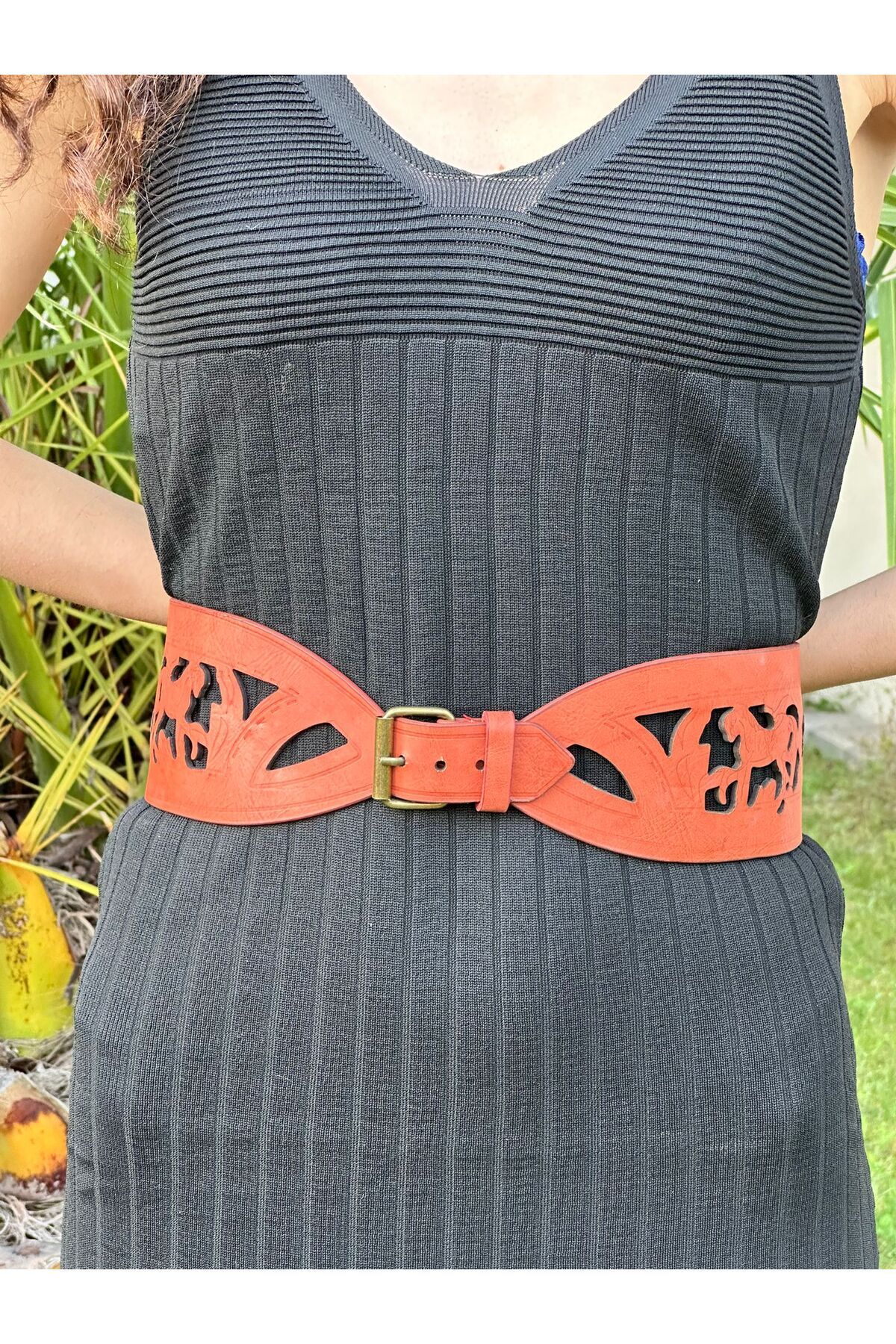 Gönülden Tasarım DESENLİ LASTİKLİ KADIN KEMER 90 CM