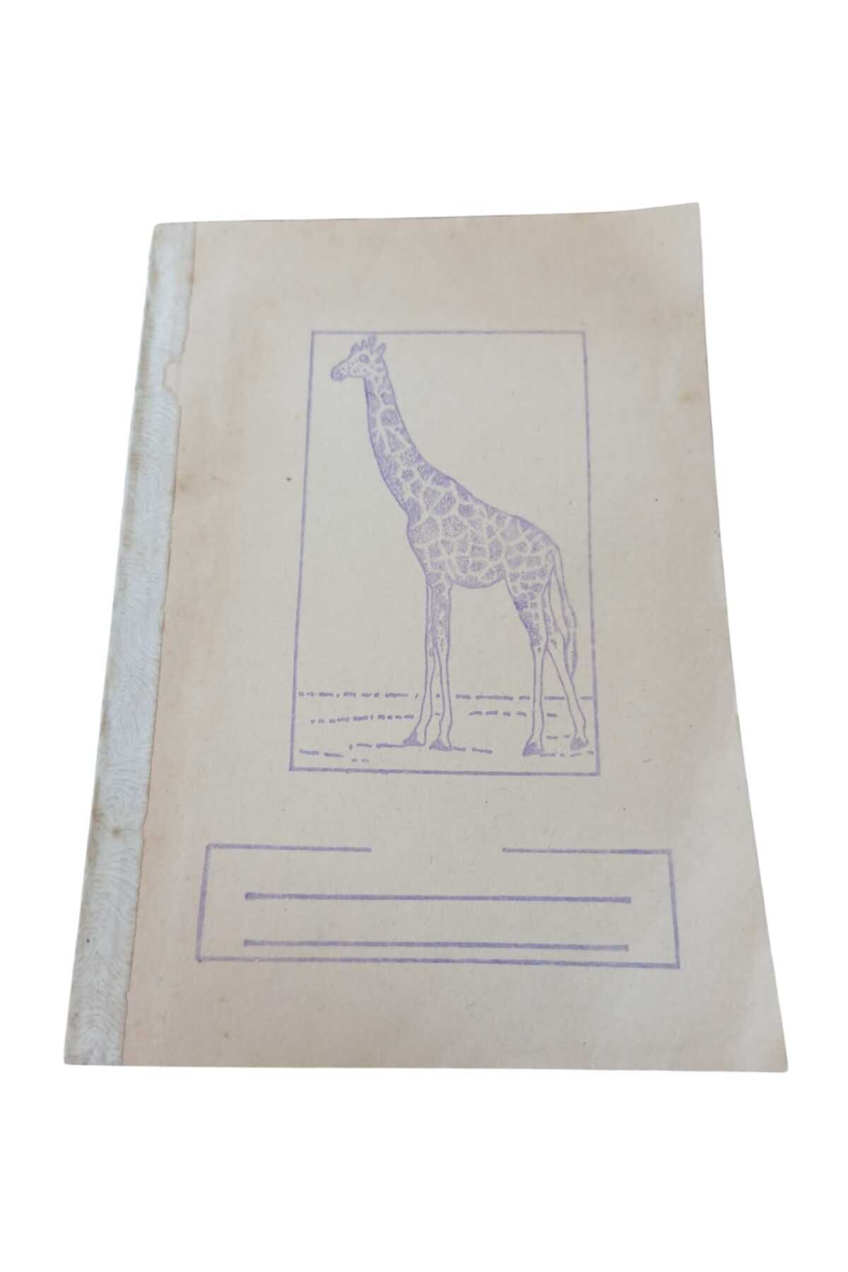Hureggo vintage zürafa desenli romanya üretimi çizgili A5 defter 80'ler 120 sayfa
