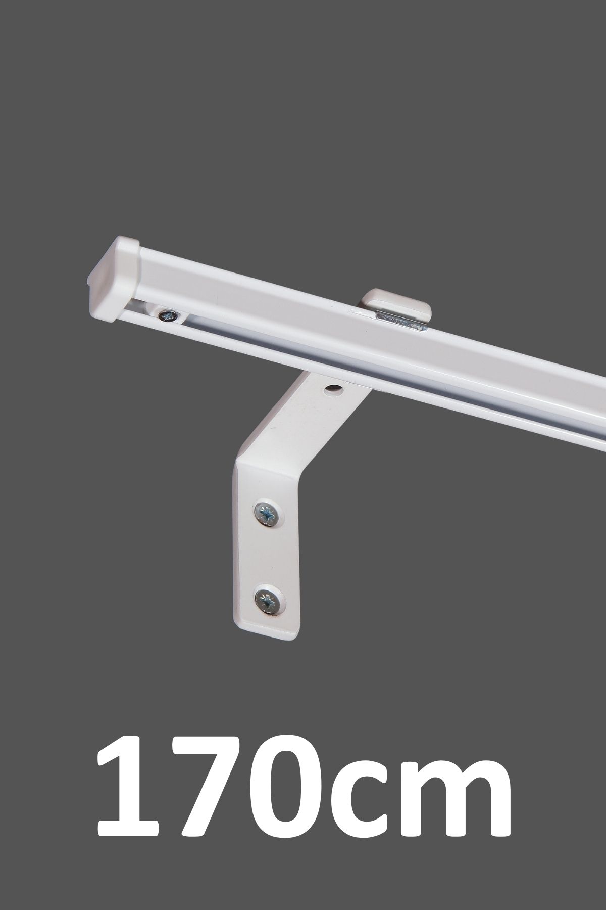 İzen Beyaz 170cm Tekli Metal Rustik (90mm) Metal L Duvar Montaj Ayaklı (19mm) Alüminyum Perde Ray Takımı