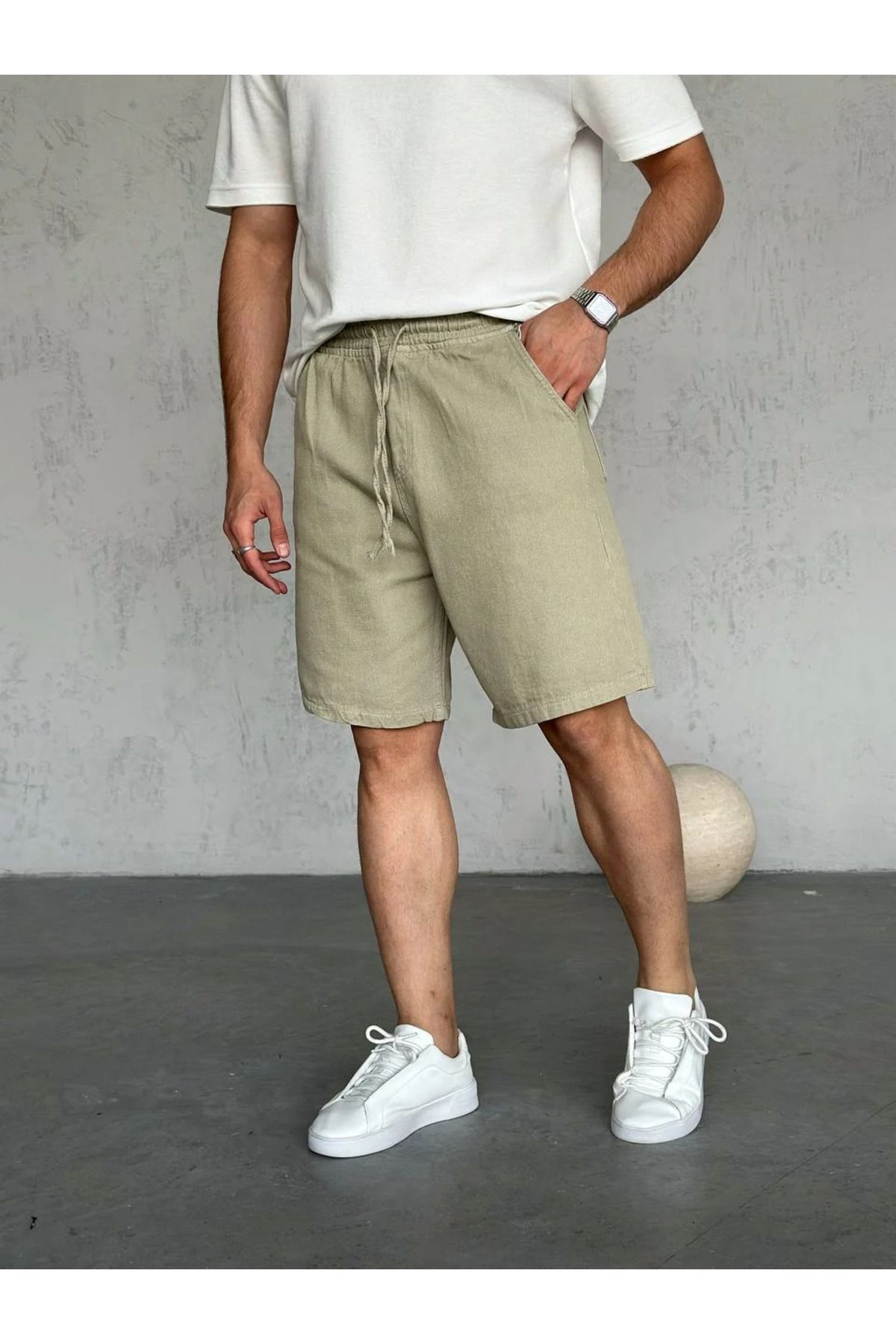 OHEPMODA Yıkamalı Erkek Gabardin Bermuda Şort