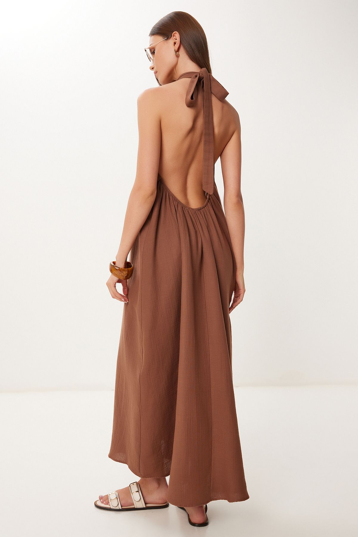 Lovelyİstanbul Halter Yaka Yazlık Müslin Elbise
