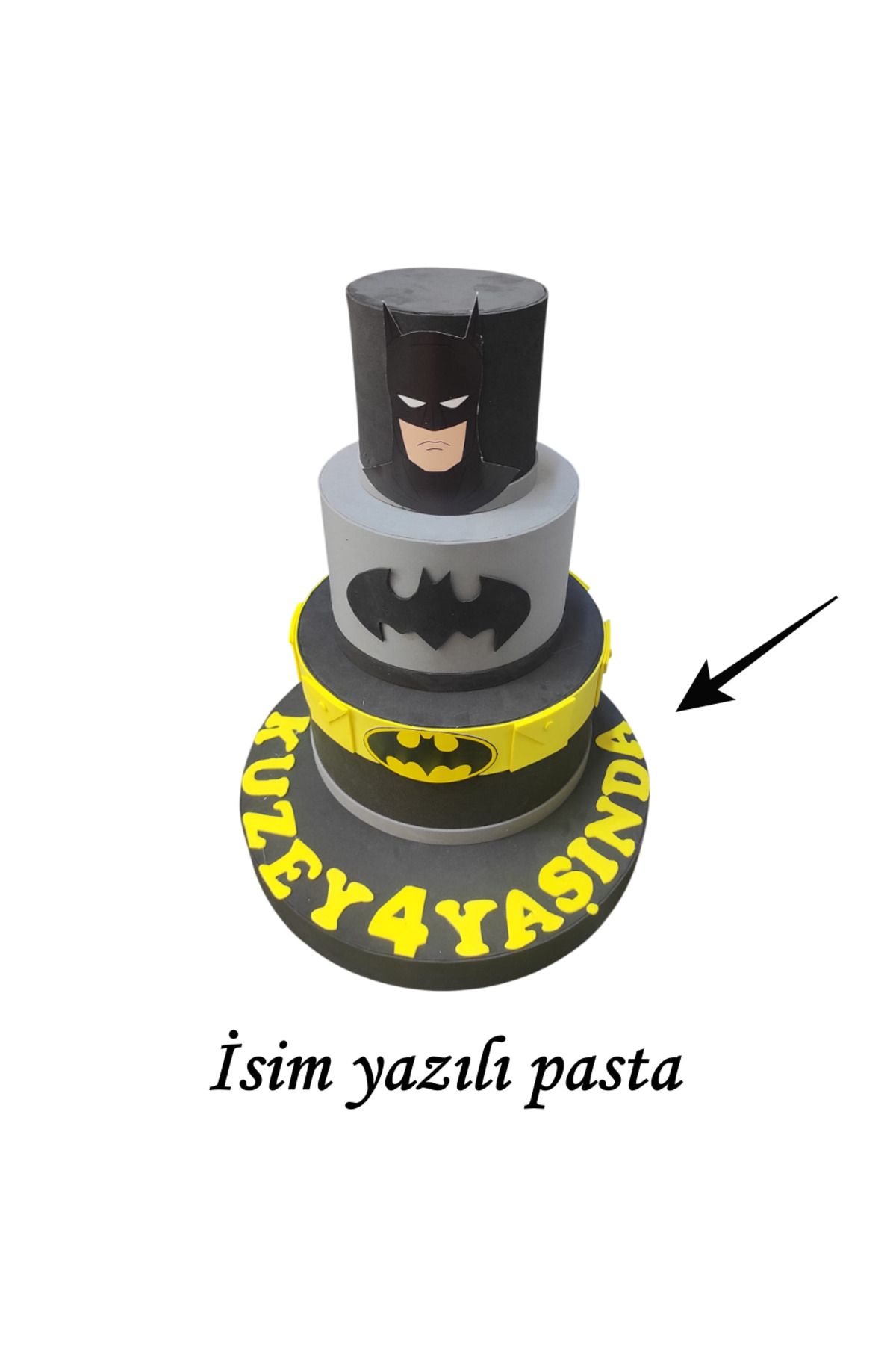 Bp Bizden Pastacılık BATMAN MAKET PASTA ( İSİM YAZILI ) 3 KATLI