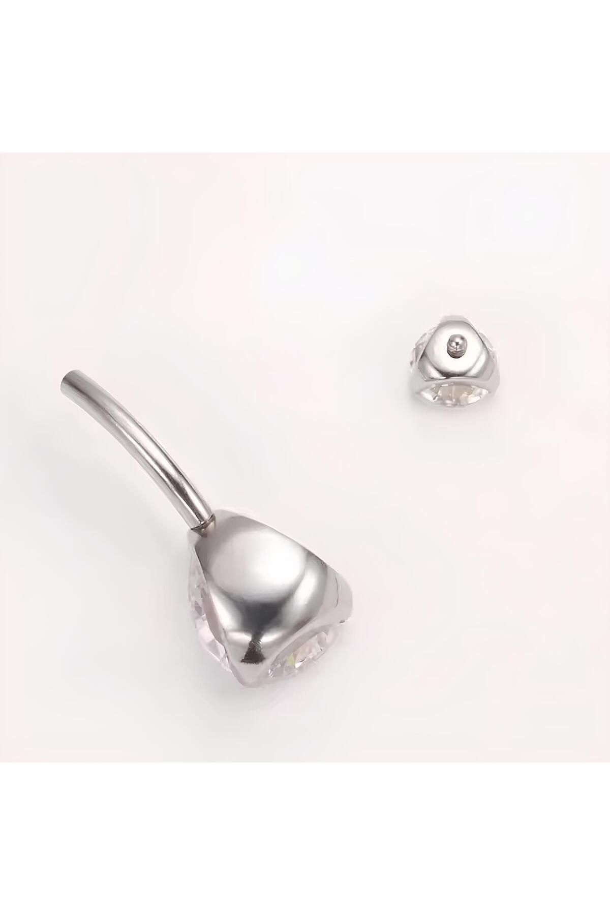 Janset-F136 Titanium Drop Model Navel Piercing - Titanium Navel Piercing - Zircon Stone Navel Piercing 2