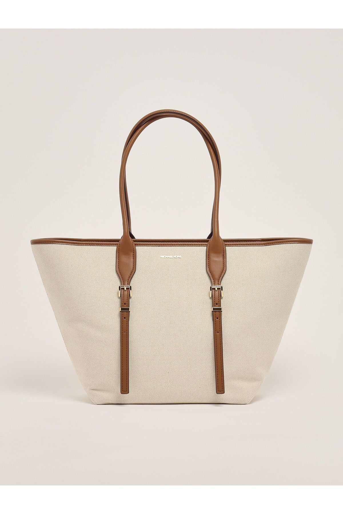 Michael Kors Kadın Pamuklu Kanvas Tote Deri Sap Bej Omuz Çantası 30S5G9OT7C-LUGGAGE