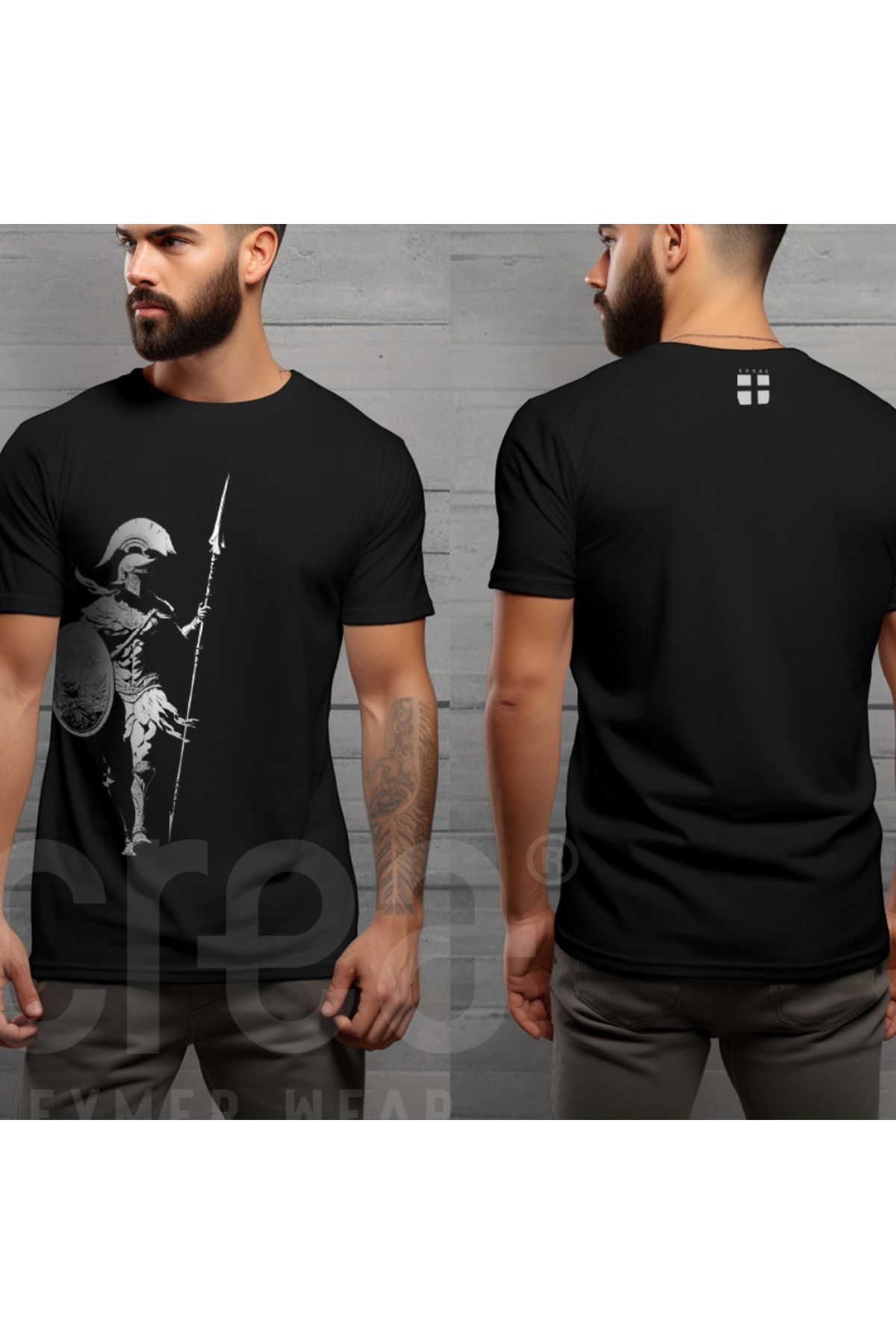 Crea Eymer Wear Wareng Warrior Art Printed Cotton Crew neck T-shirt Black
