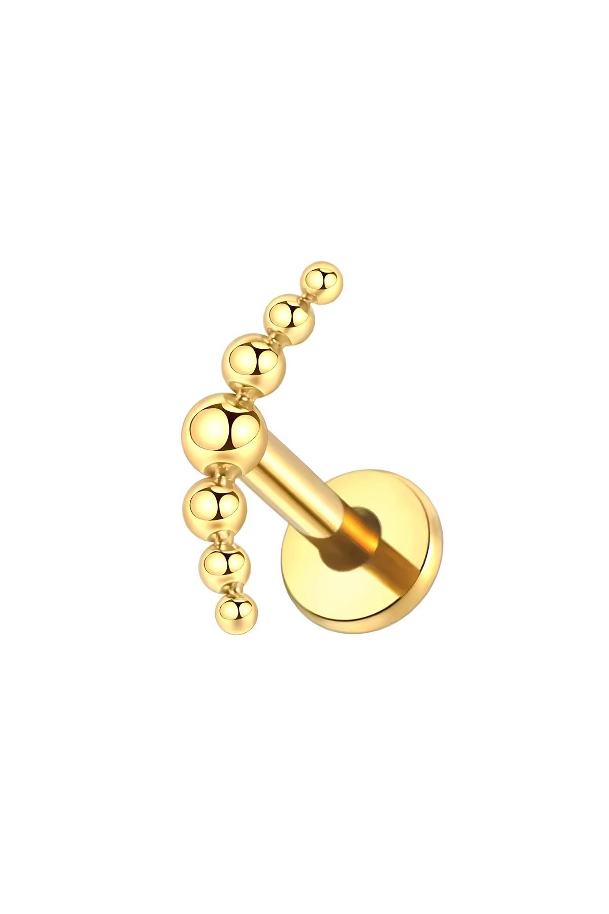 Janset F136 Titanyum Ayna Cilalı Top Model Helix Piercing - Titanyum Conch Piercing