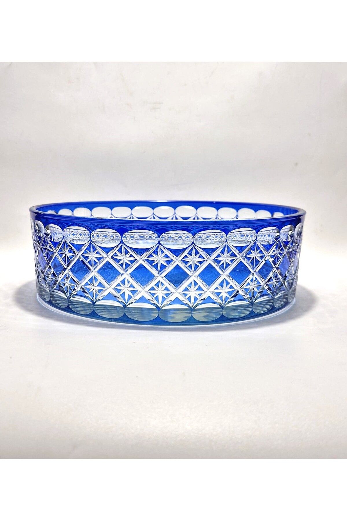 Akden Kristal KRİSTAL KESME DEKOR EKSRELLA 25 CM MAVİ CAM KASE
