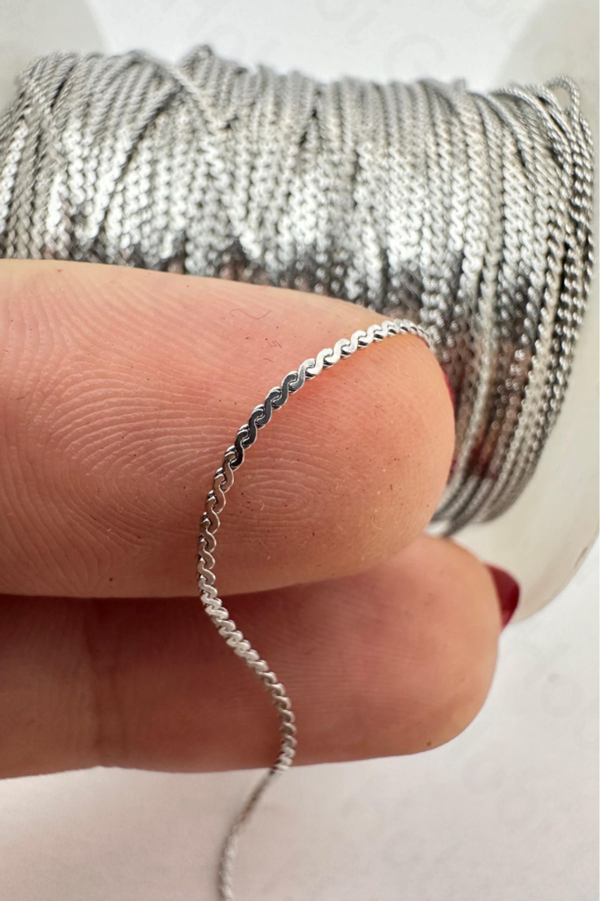 Hobi Goom Takı Yapımı / Üretimi İçin Paslanmaz Çelik Silver Renk İnce İtalyan Zincir | 1 metre