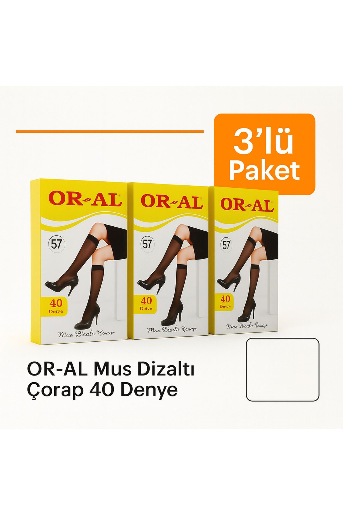 ORAL 40 Den Mus Dizaltı Çorap Ten Rengi 3'lü Paket NO:57