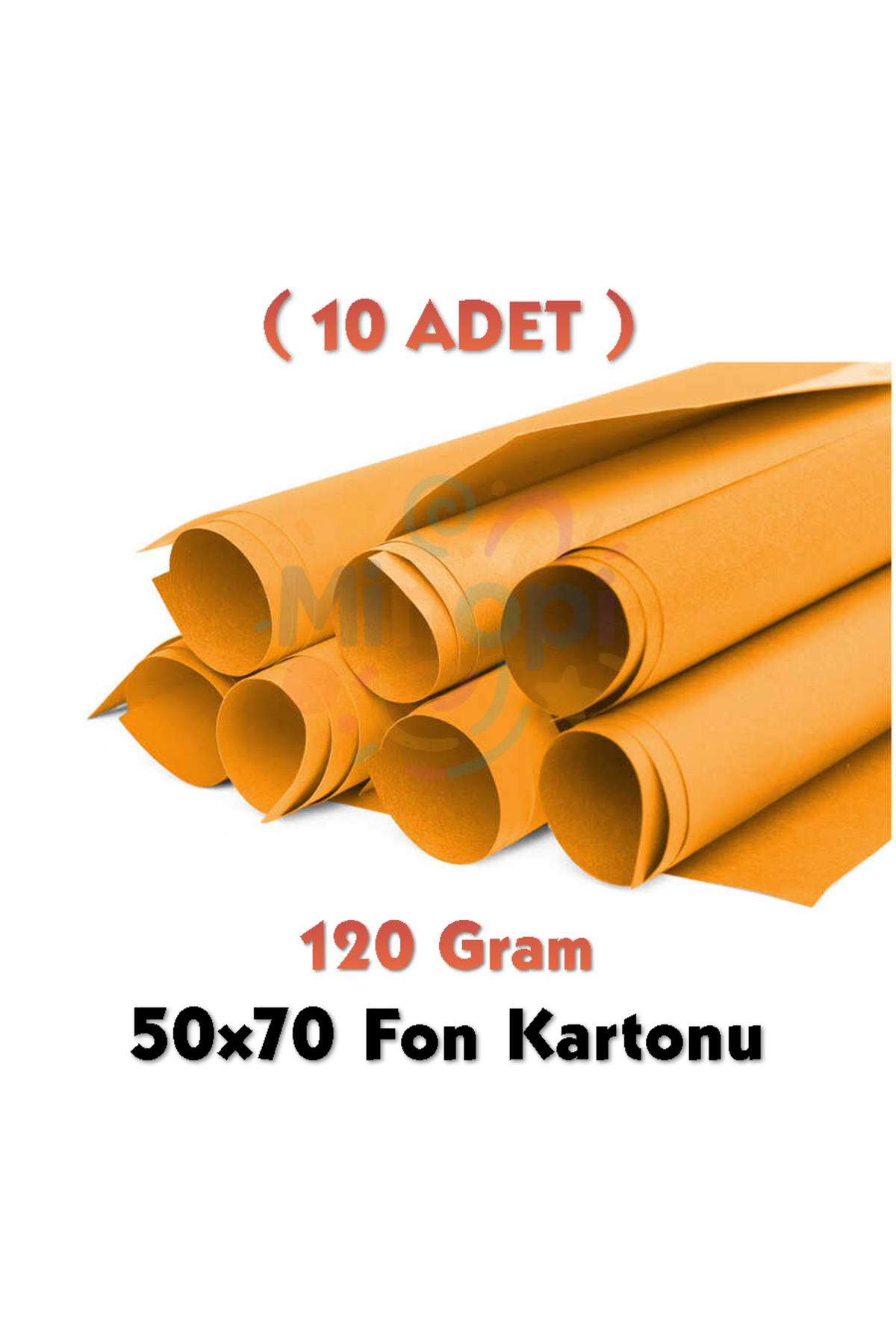 Minopi Turuncu Fon Kartonu 50x70 cm 10'lu Paket 120 gr Renkli Fon Kartonu