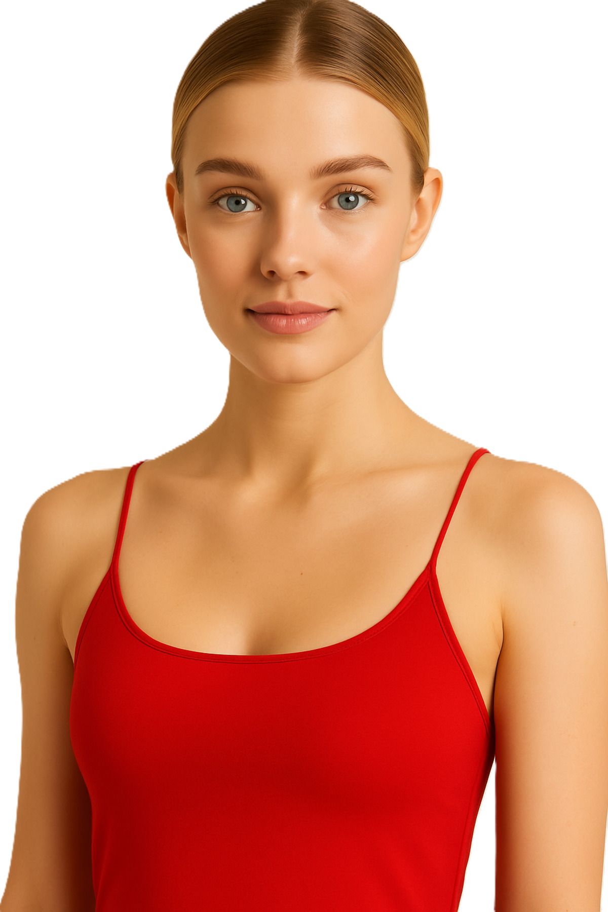 vesantia-Women's Red Viscose Lycra Underwear Non-Showing Structure Double Layer Drawstring Long Undershirt 4