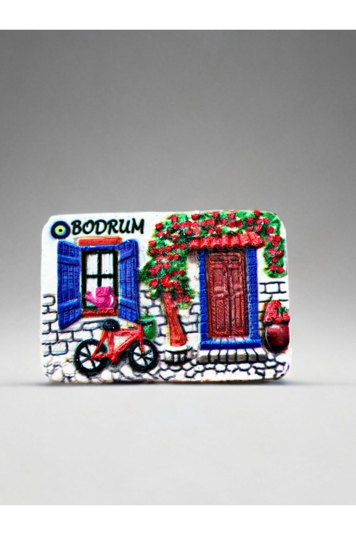 Home BODRUM Temalı Kabartmalı Polyester Magnet. 8,5cm x 6 cm