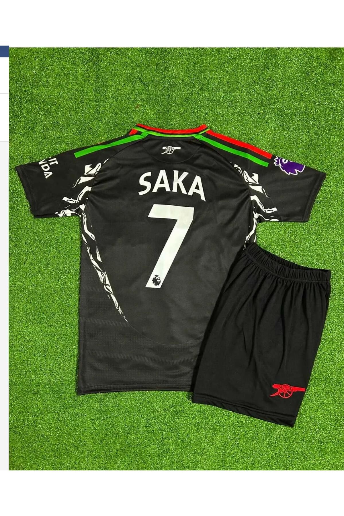 BARBITOS Arsenal 2024/25 Yeni Sezon Bukayo Saka Deplasman Çocuk Forması 2'li Set (Black)