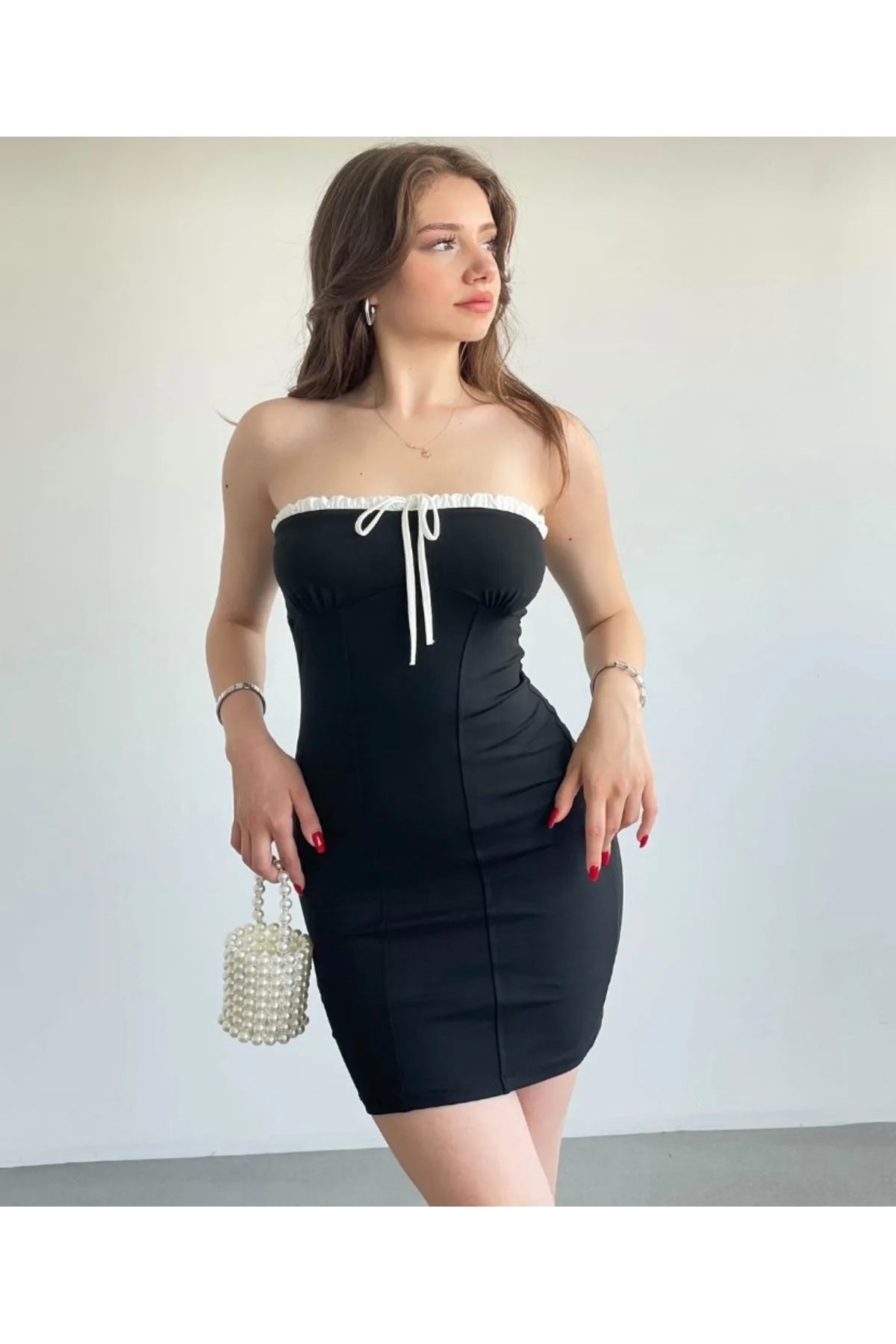 badibadii Straplez Mini Önü Bağlamalı Elbise