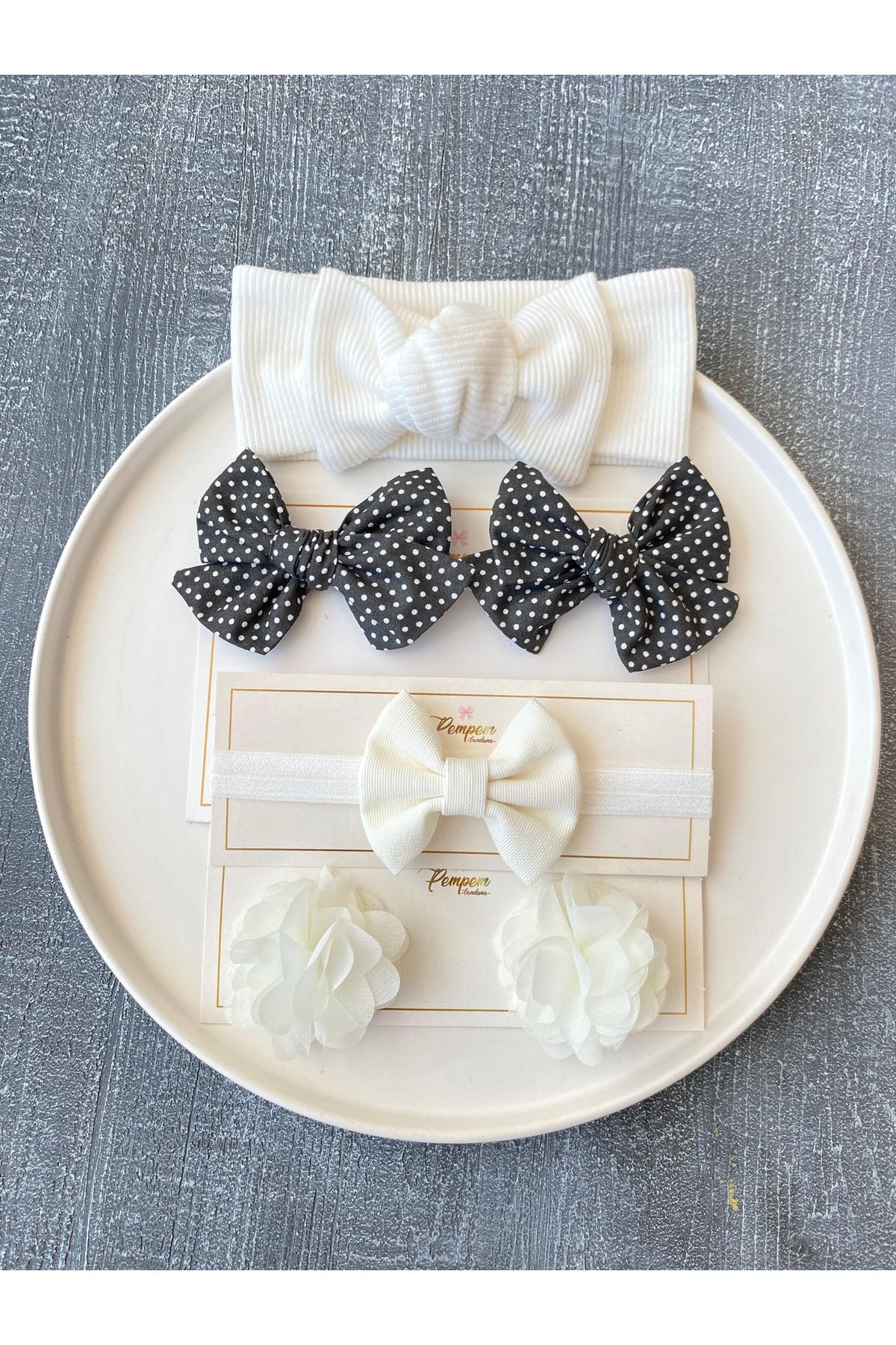 pempem bandana kız bebek çocuk bandana toka set