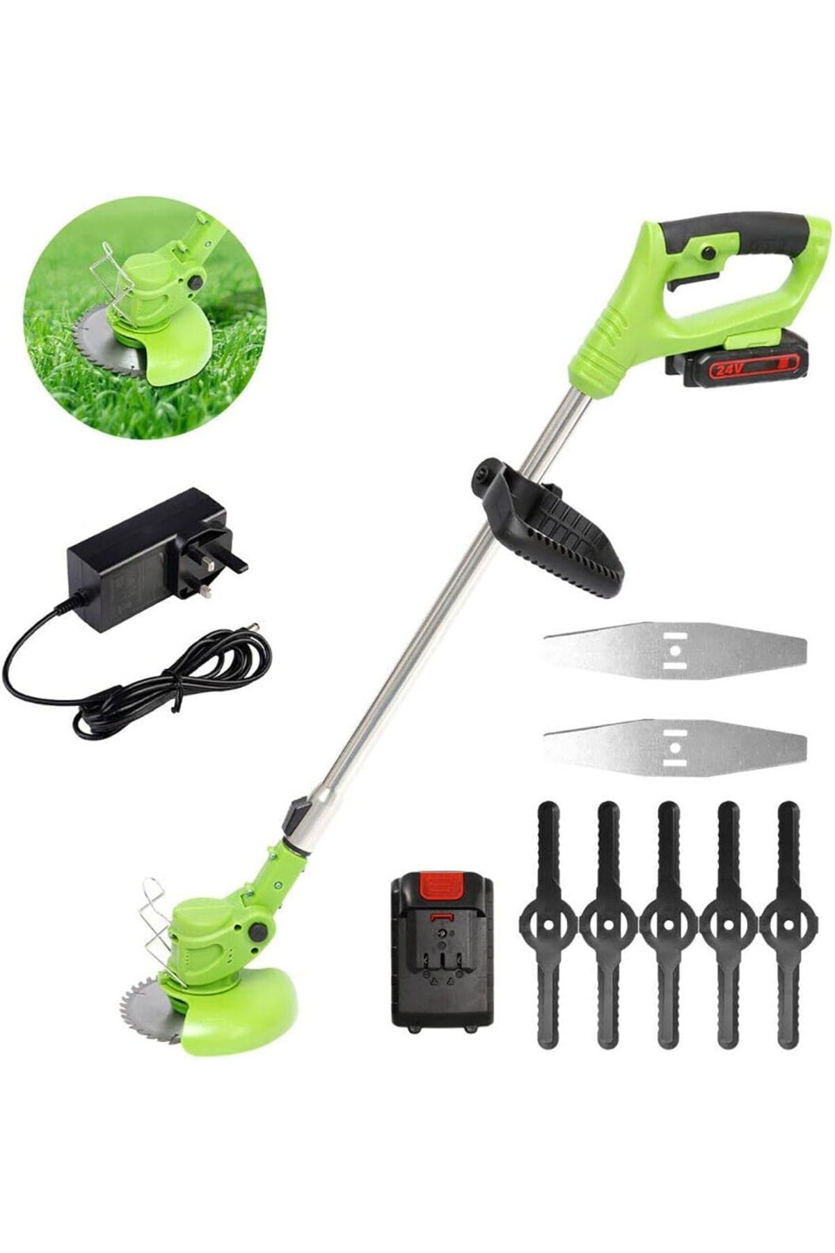 divendi-ro Mașină De Tuns Iarba Electrică Cu 2 Baterii 24v, 1300mah - One Size