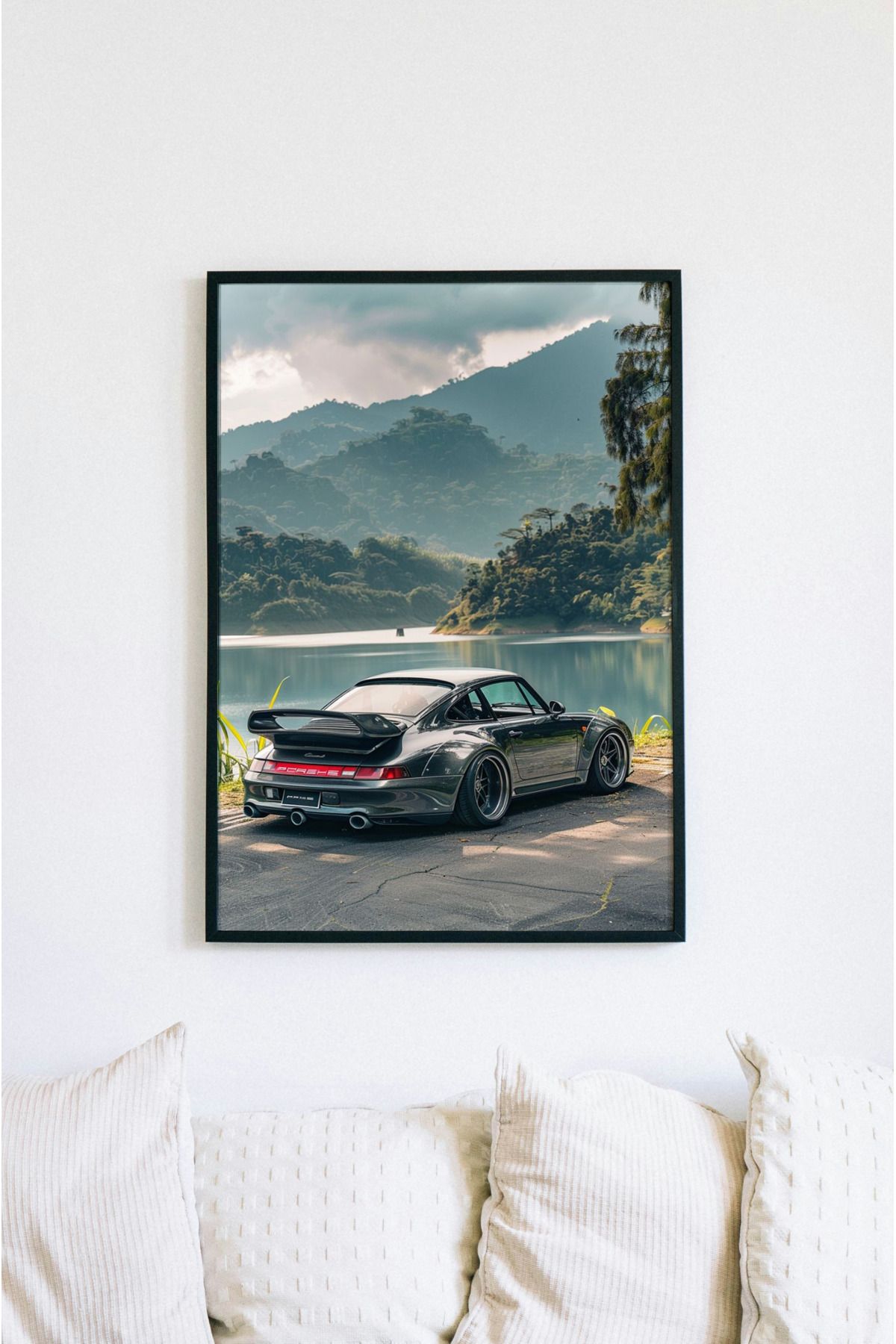 UVisiontr Modifiyeli Porsche 911 Tablosu, UV Baskı Çerçevesiz Otomobil Temalı MDF Tablo