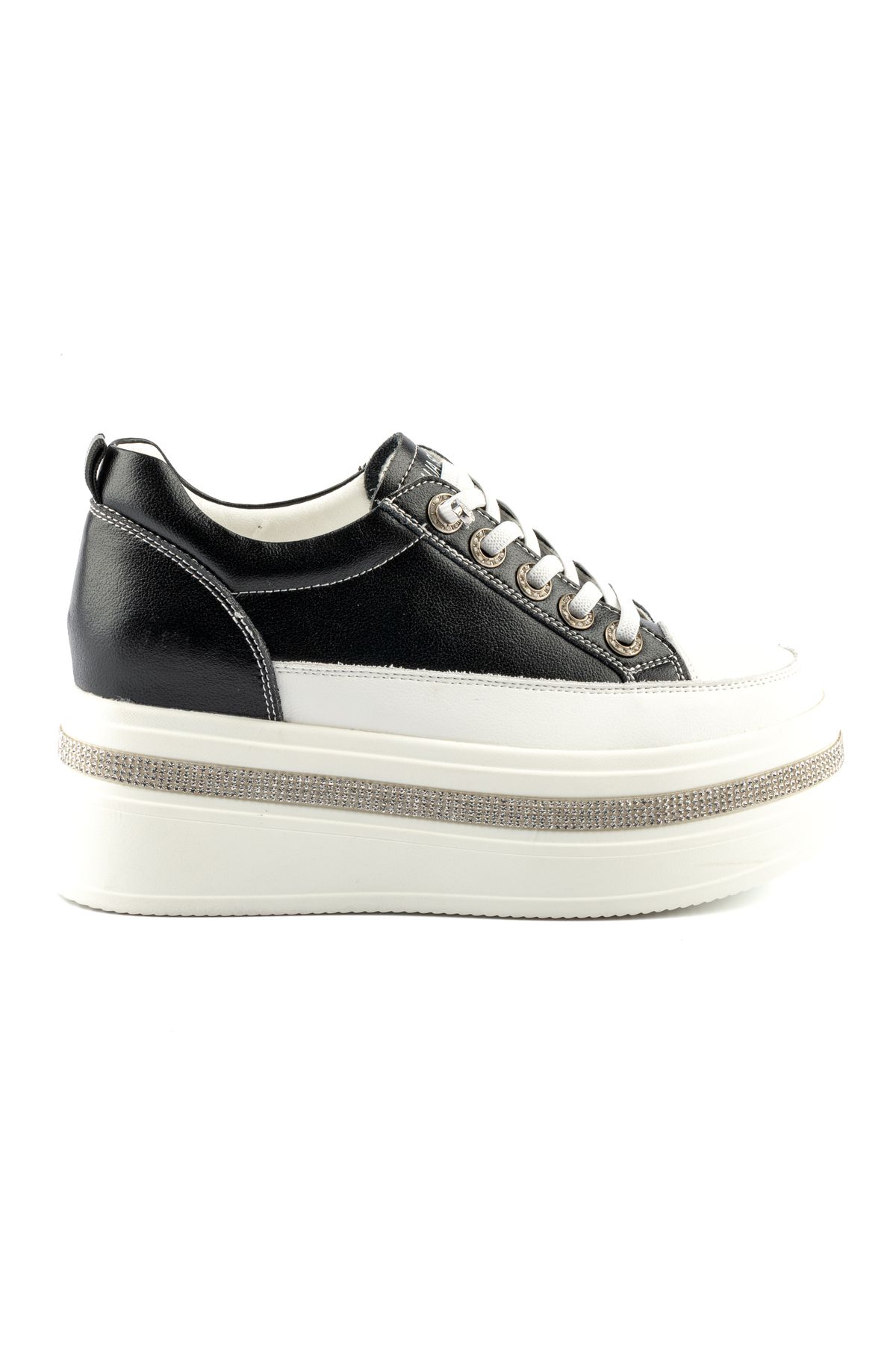 Guja Kadın Hakiki Deri Kalın Taban Taşlı Sneaker