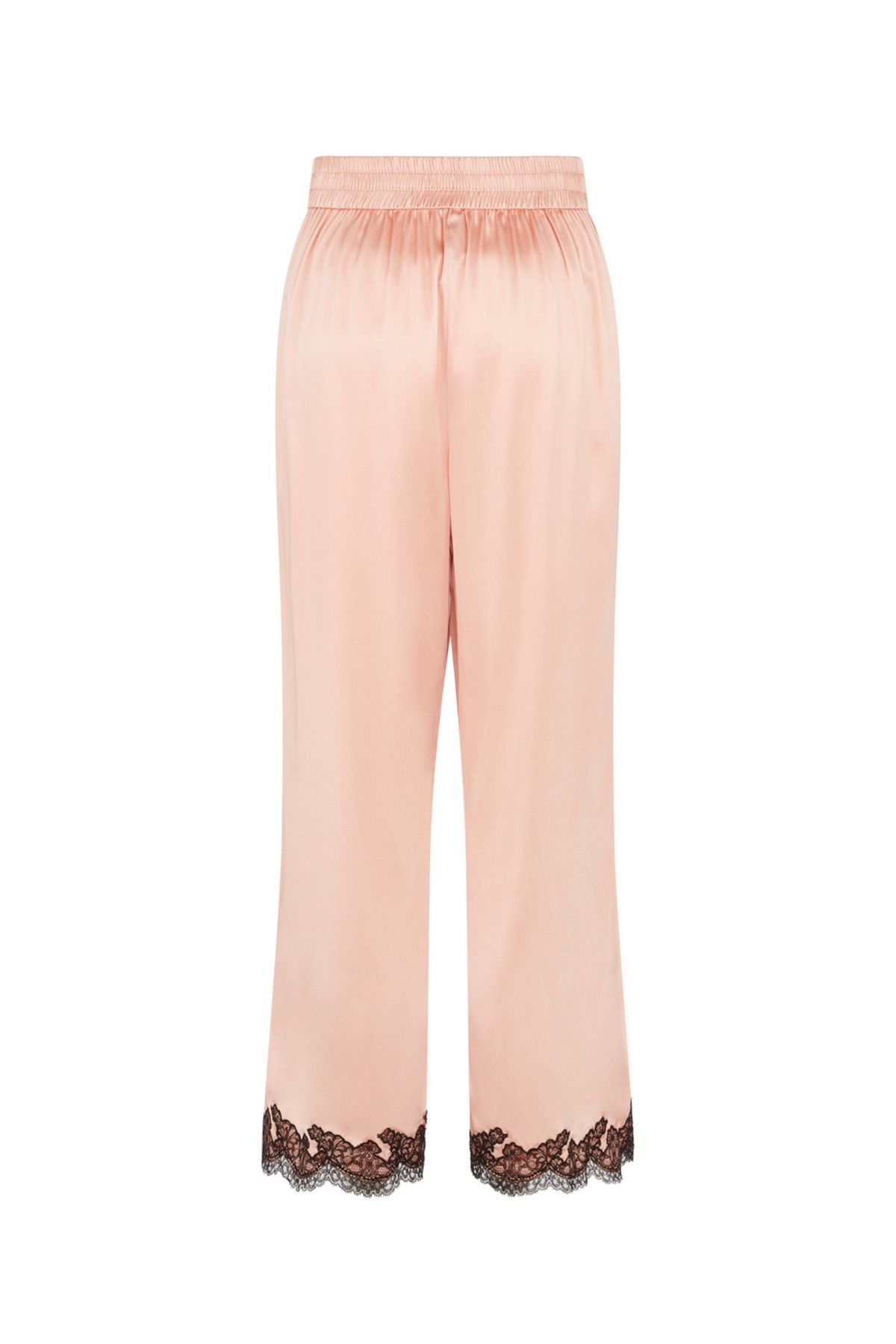 Agent Provocateur Amelea Pembe Yüksek Bel Stretch İpek Saten Pijama Altı Siyah Dantel Detaylı Konforlu Tasarım