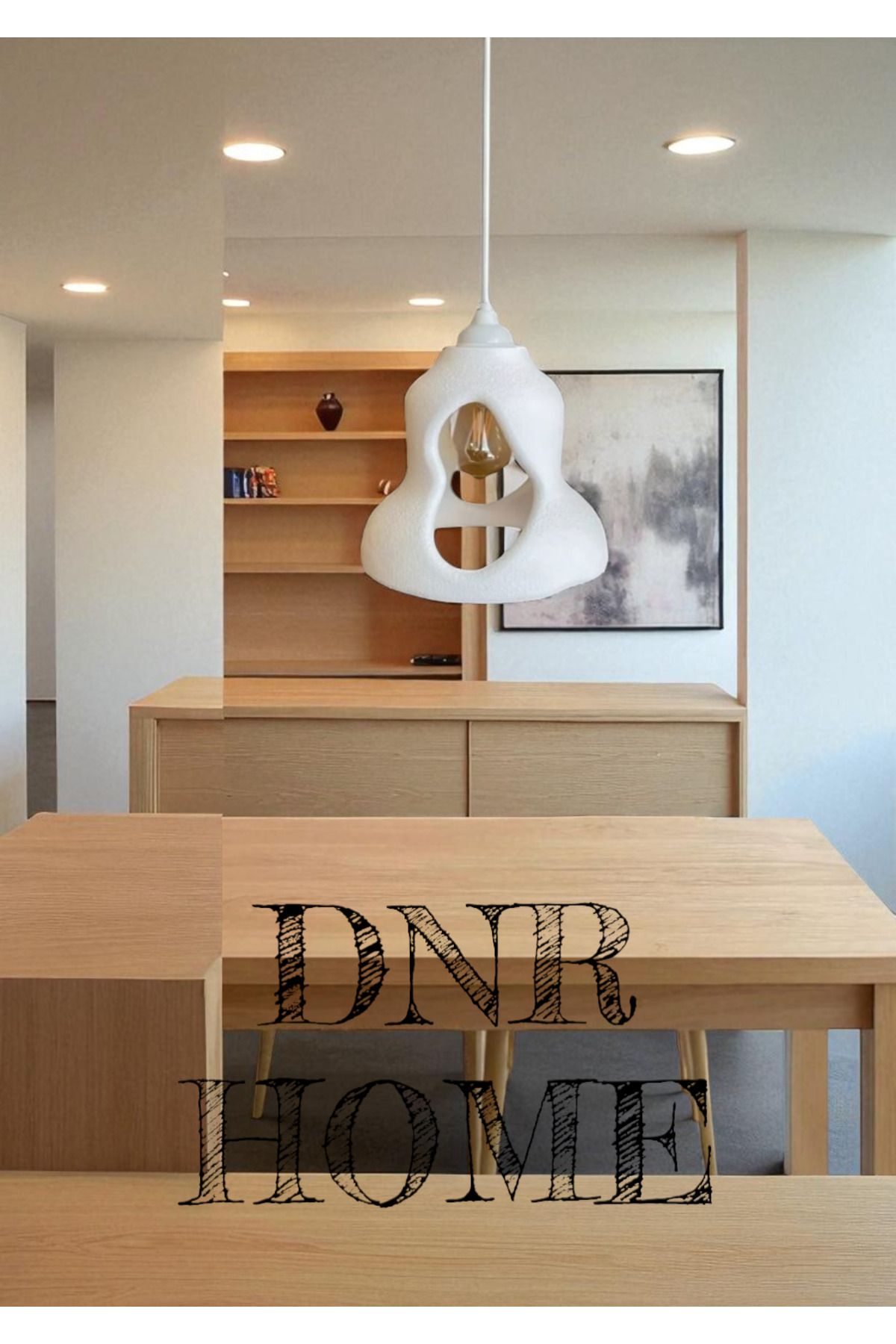 Dropcek eticaret LUNA Organik Formlu, Minimal Tasarımlı, Salon ve Oturma Odası İçin Beyaz Sarkıt Avize