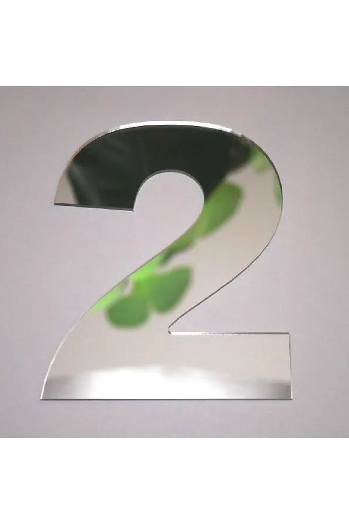 zafrakreklam Daire Numarası 1 mm Gümüş Ayna Pleksi Yapışkanlı Ölçü 9X4 Cm No- 2 İKİ