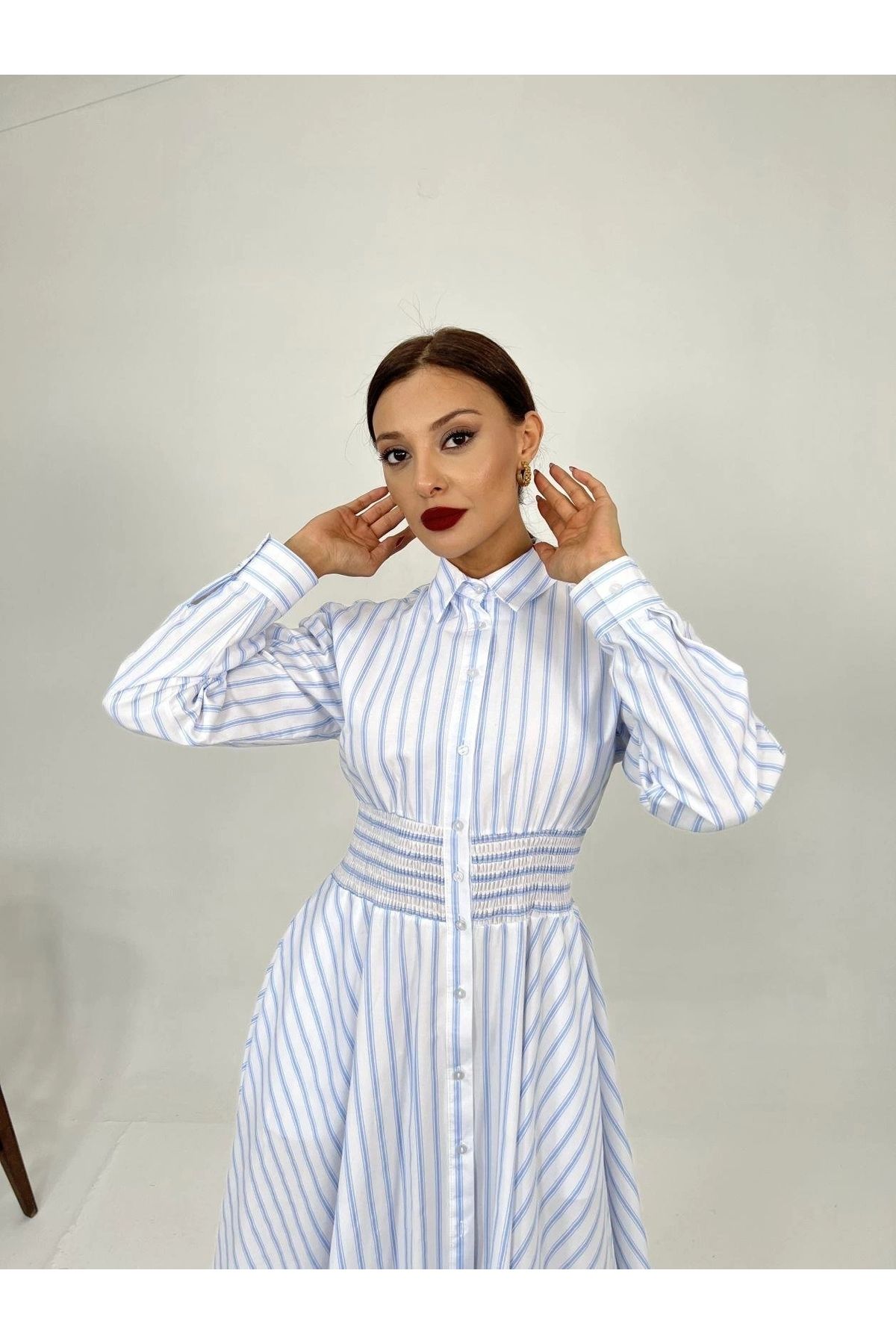 nedo7 6851 ELBİSE-LOS ANGELES ÇİZGİLİ