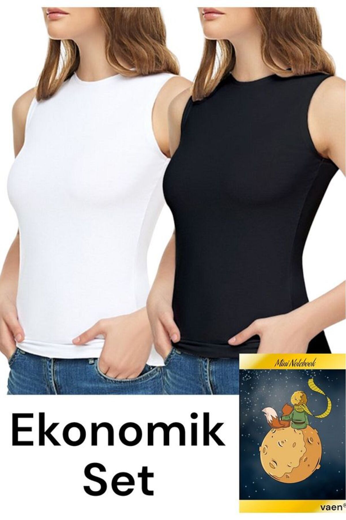 Elfin Kadın Likralı Sıfır Kollu Elastan Bisiklet Yaka Atlet Badi