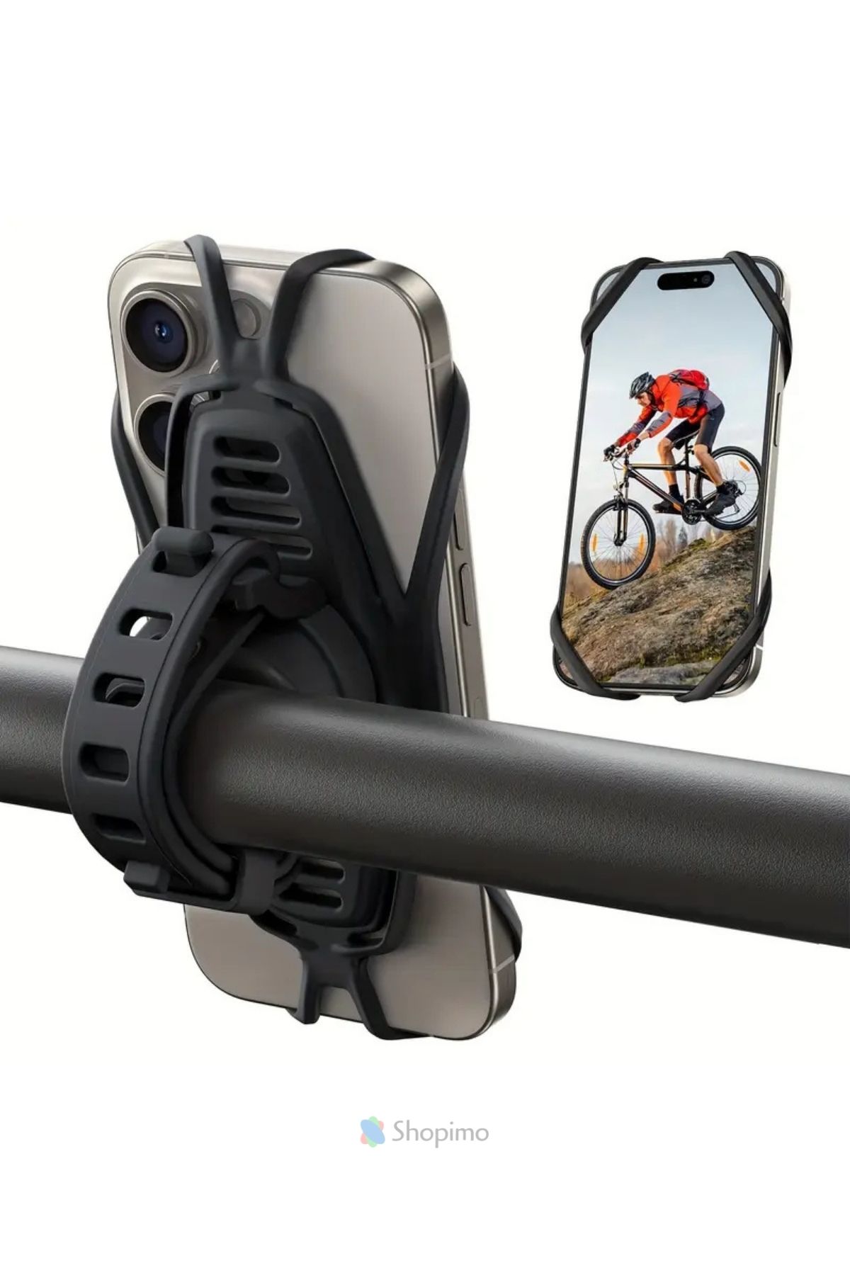 Shopimo 360° Dönebilen Bisiklet Telefon Tutucu Motorsiklet Direksiyon Silikon Gidon Tutucu Aparatı