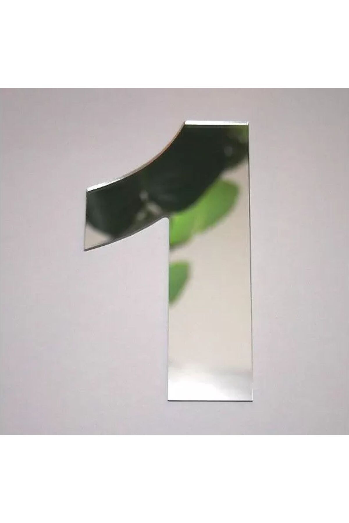 zafrakreklam Daire Numarası 1 mm Gümüş Ayna Pleksi Yapışkanlı Ölçü 9X4 Cm No- 1 BİR