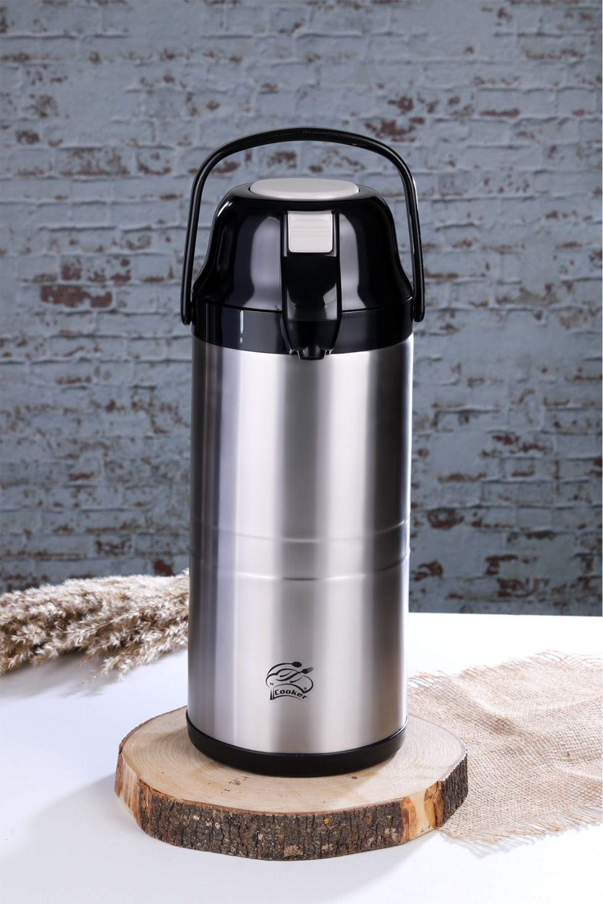Cooker 4.5 Lt Paslanmaz Çelik Termos (POMPALI) -Siyah