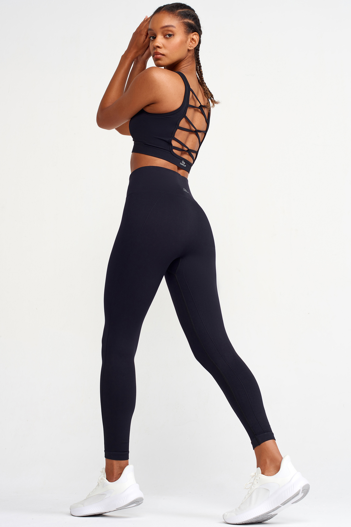 COMEUP  Balıksırtı Desenli Toparlayıcı Tayt Siyah - Görsel 4