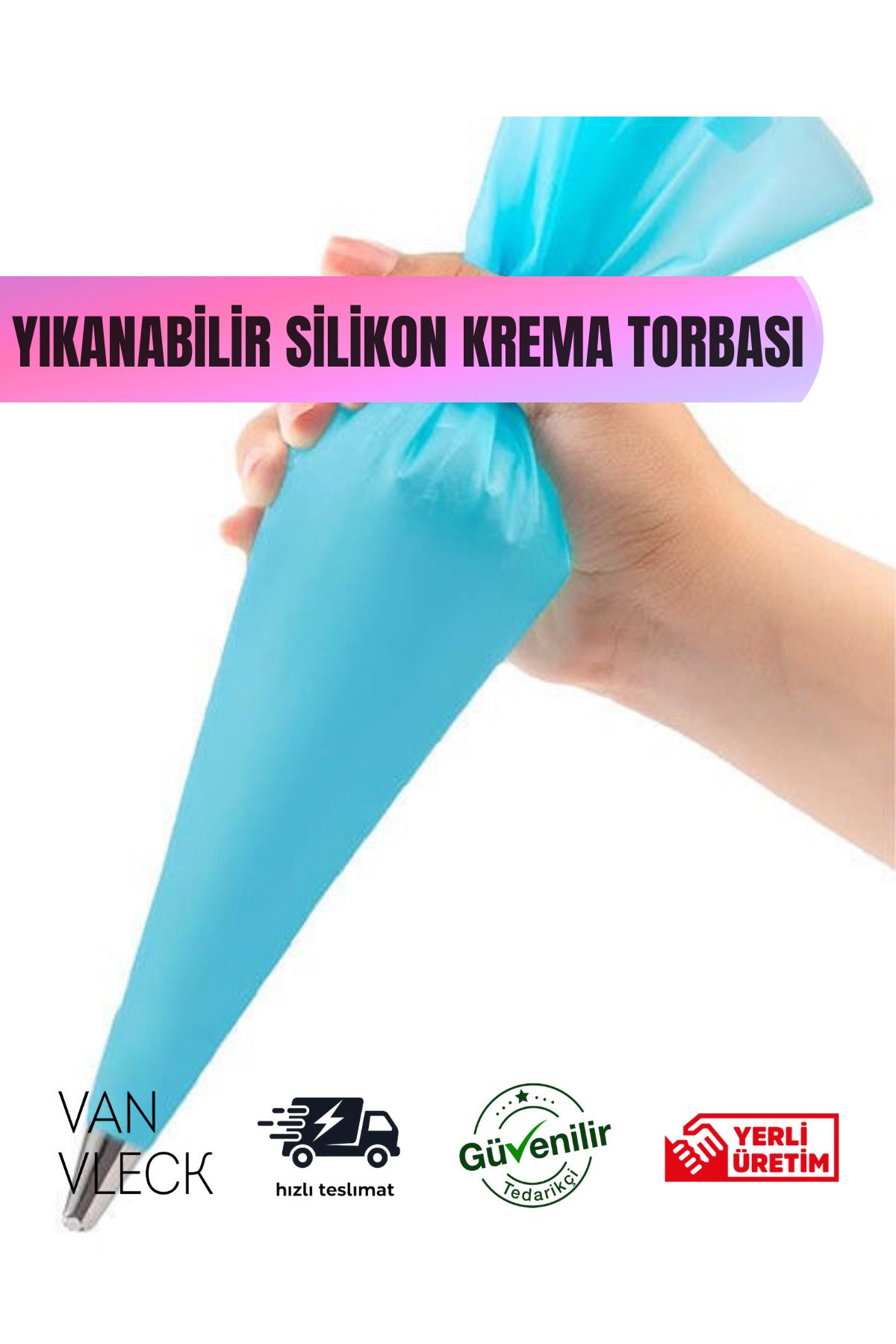 VAN VLECK Yıkanabilir Bez Krema Sıkma Torbası – M Boy Kumaş Pasta Süsleme Torbası, Tekrar Kullanılabilir