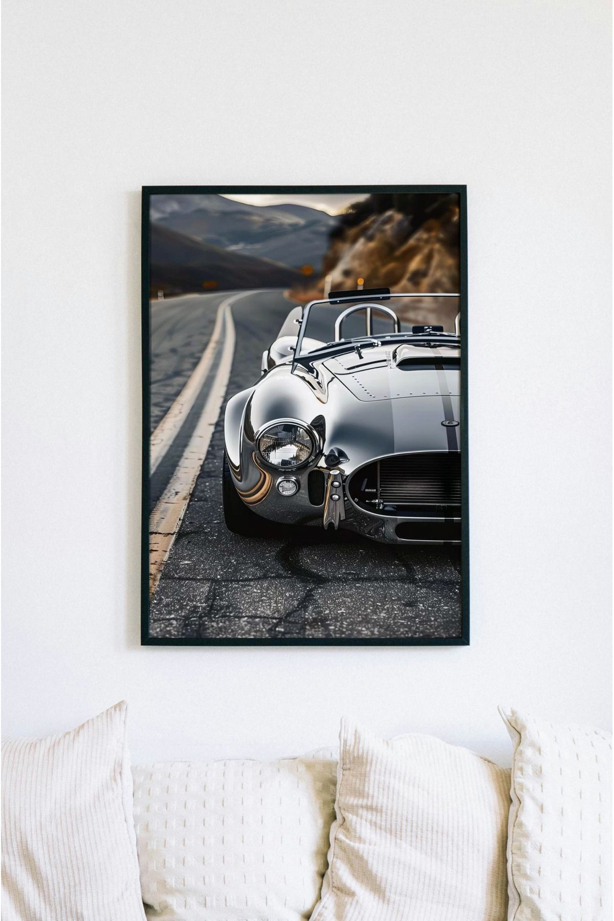 UVisiontr Klasik Shelby Cobra Tablosu, UV Baskı Çerçevesiz Otomobil Temalı MDF Tablo