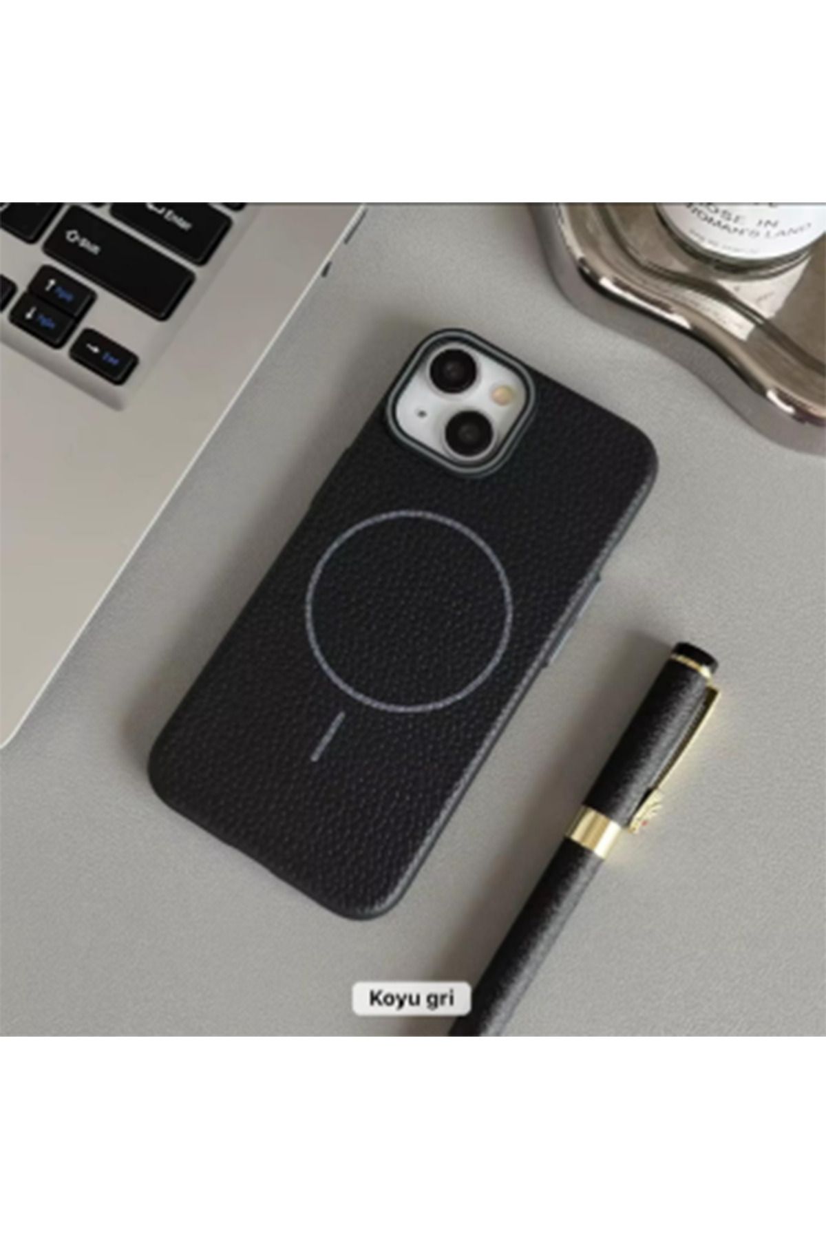 emybox İphone 13 / 14 Uyumlu Deri Dokulu İç Kısmı Premium Kadife Magesafe Özellikli Telefon Kılıfı