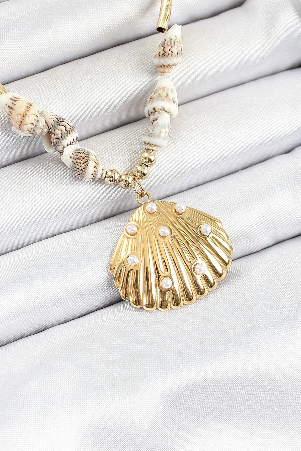 shopwave 316L Çelik Gold Renk Deniz Kabuğu Modelli Kadın Kolye