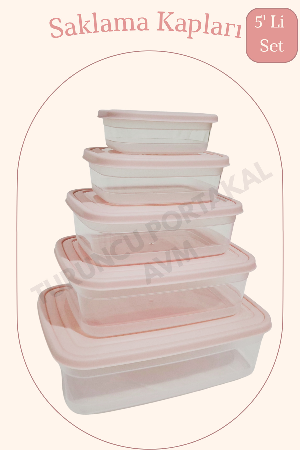 Kapaklı Saklama Kabı ( 5' Li Set ) Mutfak Düzenleyici Dikdörtgen Organizer — görsel 2 · D-432-P
