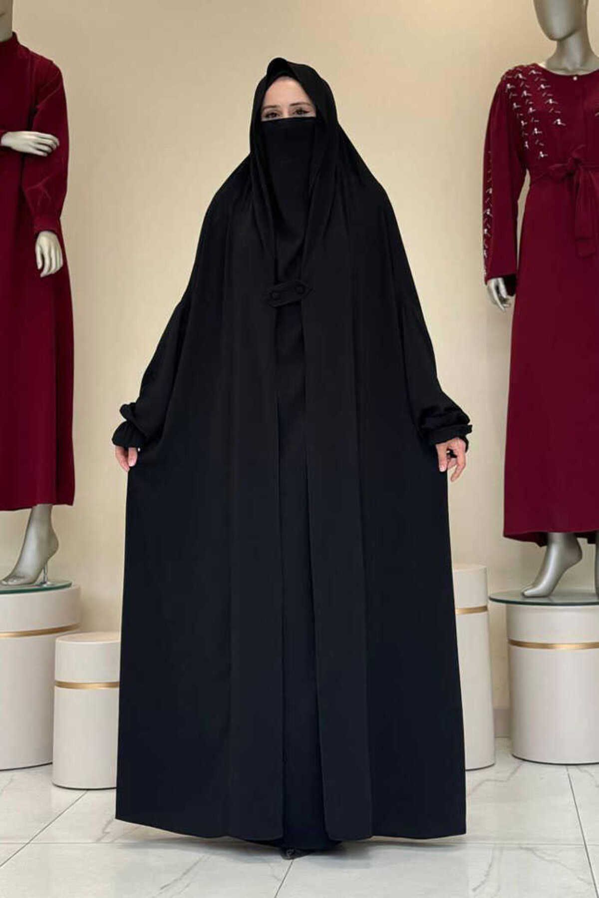 Bym Fashion Kendinden Peçeli Sufleli Cilbab 6032 Siyah
