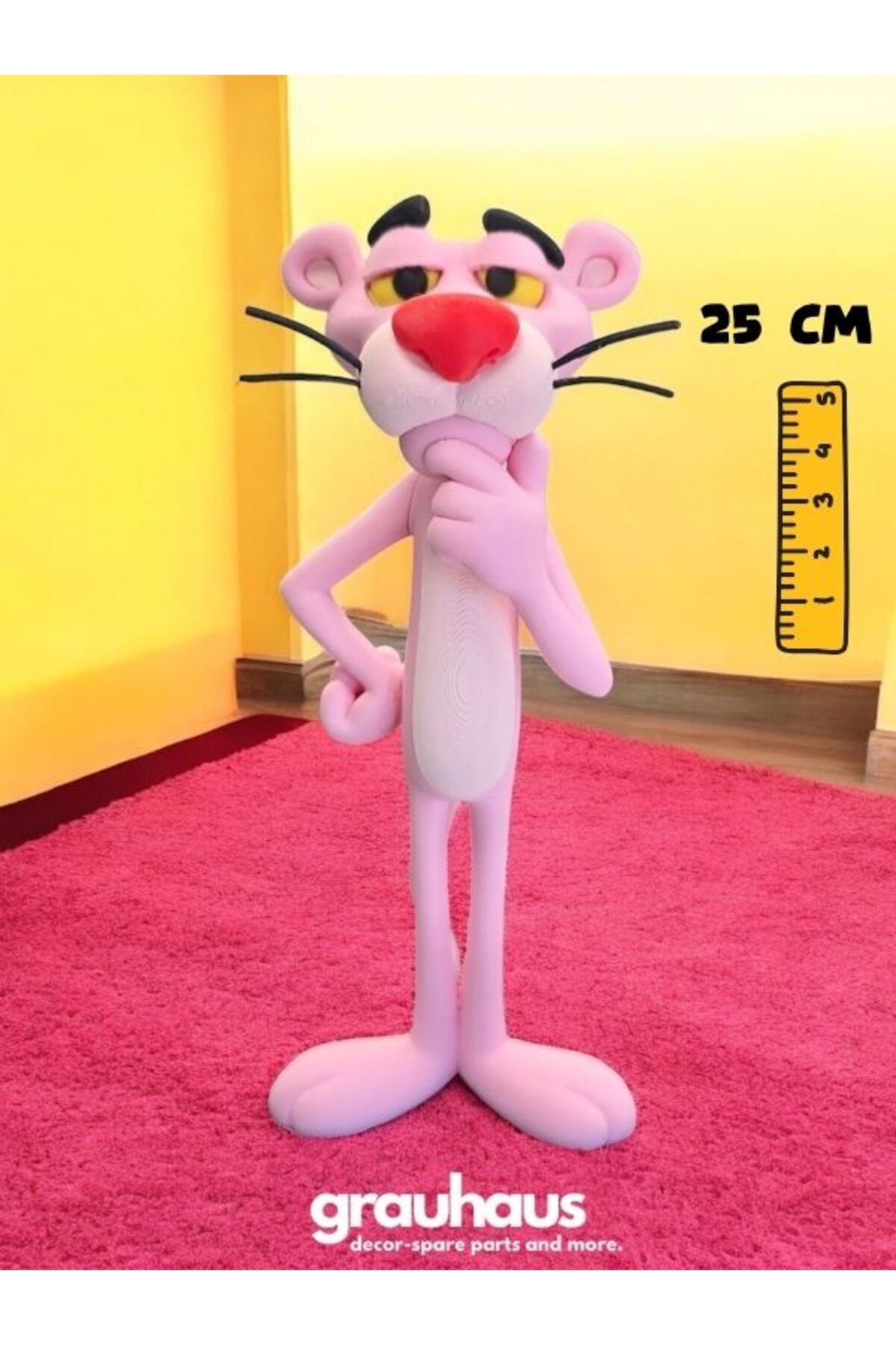 GRAUHAUS Pembe Panter Figürü 25 CM Klasik Çizgi Film Koleksiyon Figürü Pink Panther Retro Çizgi Film Figürü