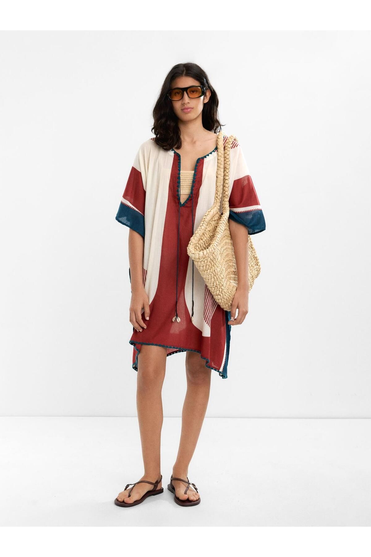 PARFOIS %100 Pamuk Desenli Kaftan