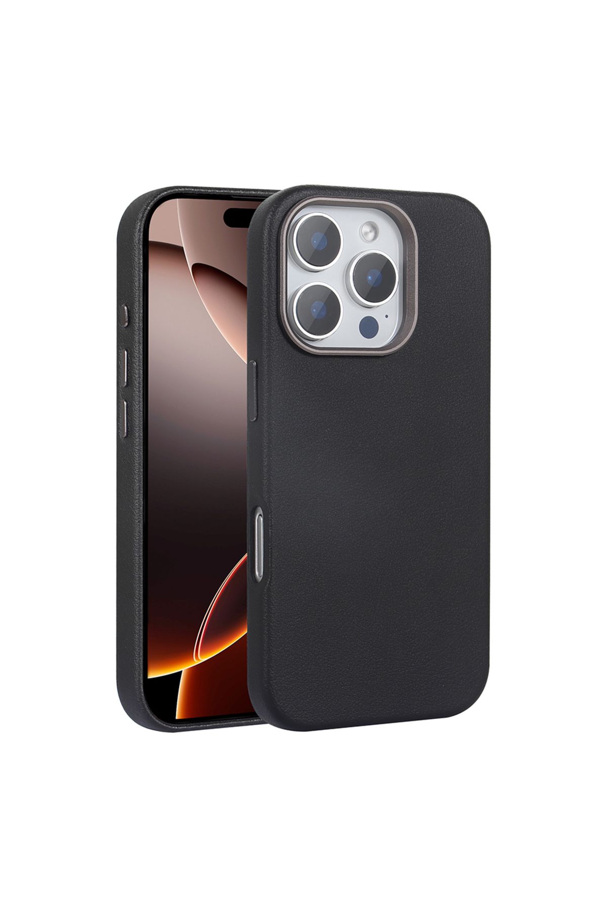 Megafox Teknoloji Apple iPhone 16 Pro Uyumlu Kılıf M-safe Şarj Özellikli PU Deri Zore Adora Kapak