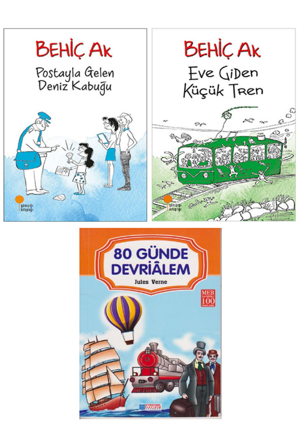 Günışığı Kitaplığı Postayla Gelen Deniz Kabuğu + Eve Giden Küçük Tren + Evrensel 80 Günde Devrialem / 3 KİTAP SET