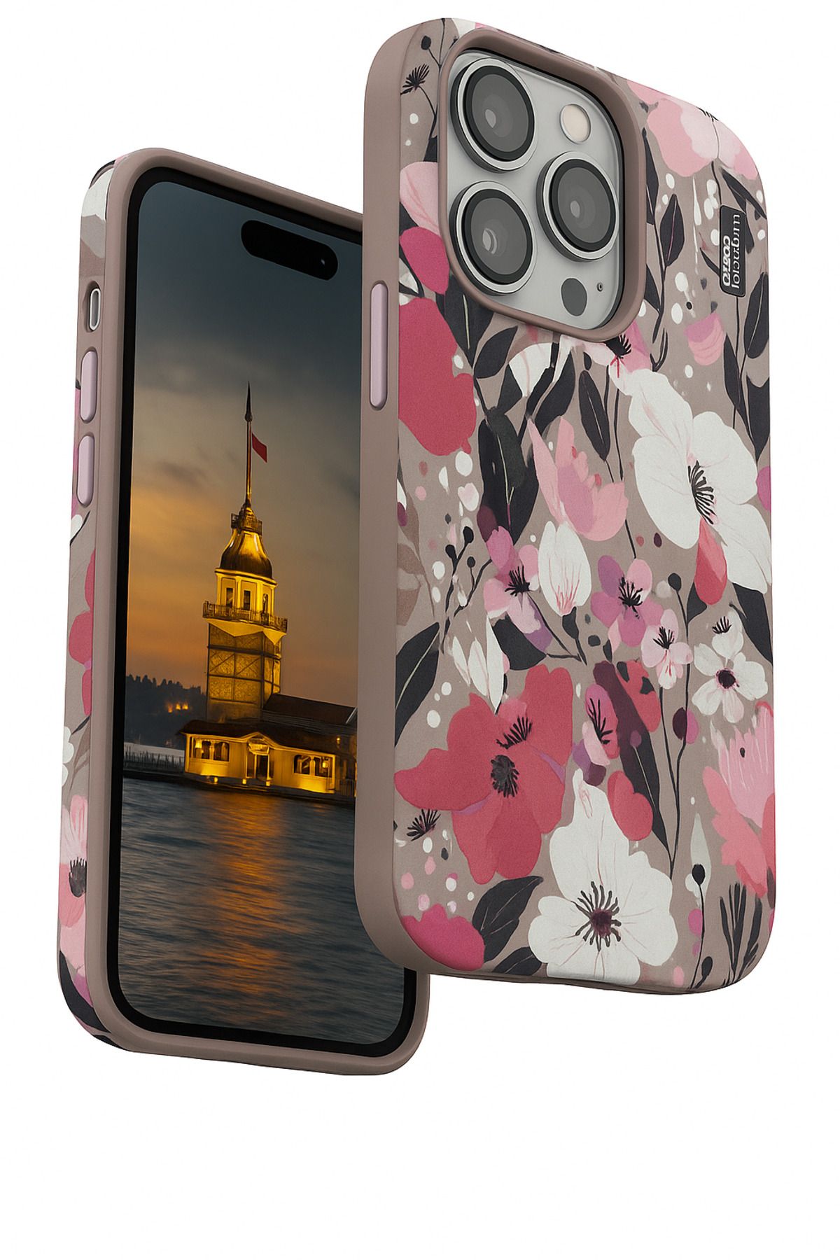Peeq iPhone 15 Pro Max Peeq 3D Çiçek Desenli Manyetik MagSafe Kılıf