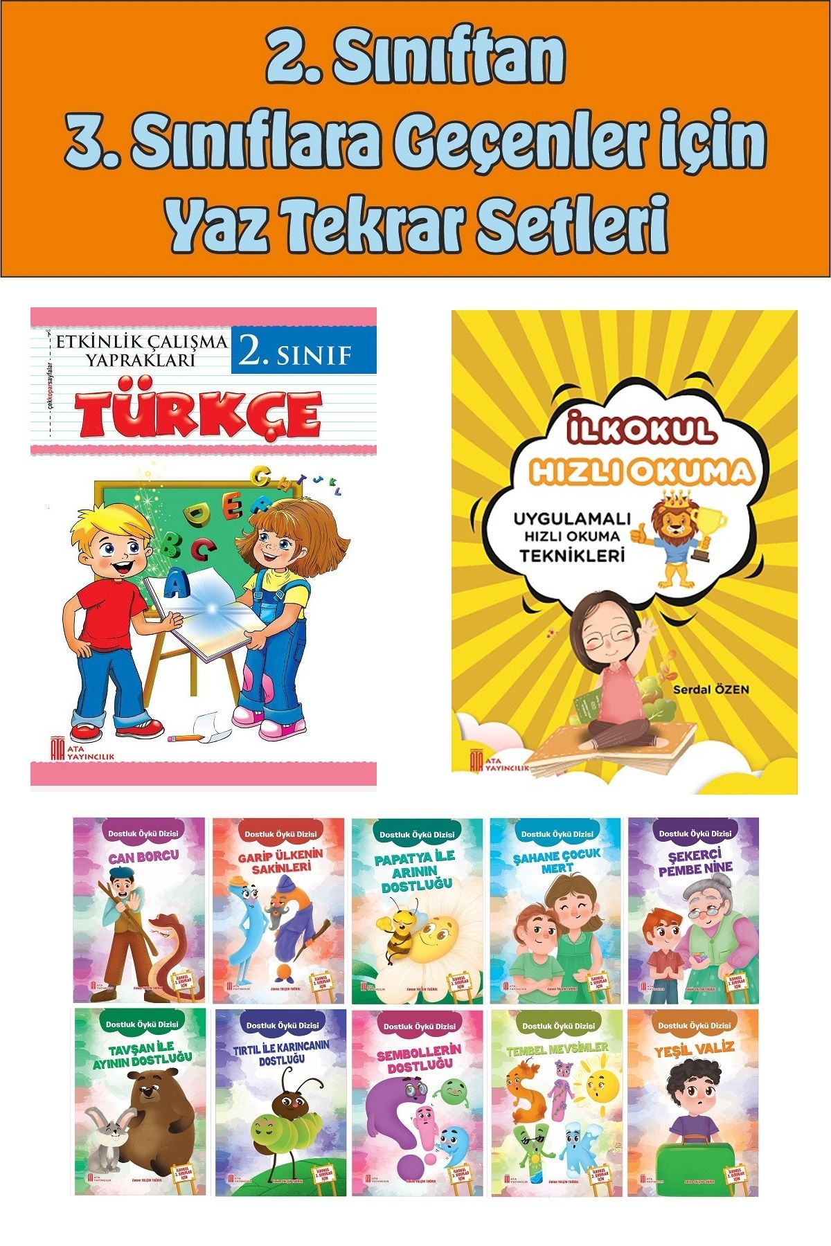 Ata Yayıncılık 2.Sınıftan 3.Sınıfa Geçenler İçin Hızlı Okuma ile Türkçe Etkinlik Kitabım+10 lu Hikaye Seti