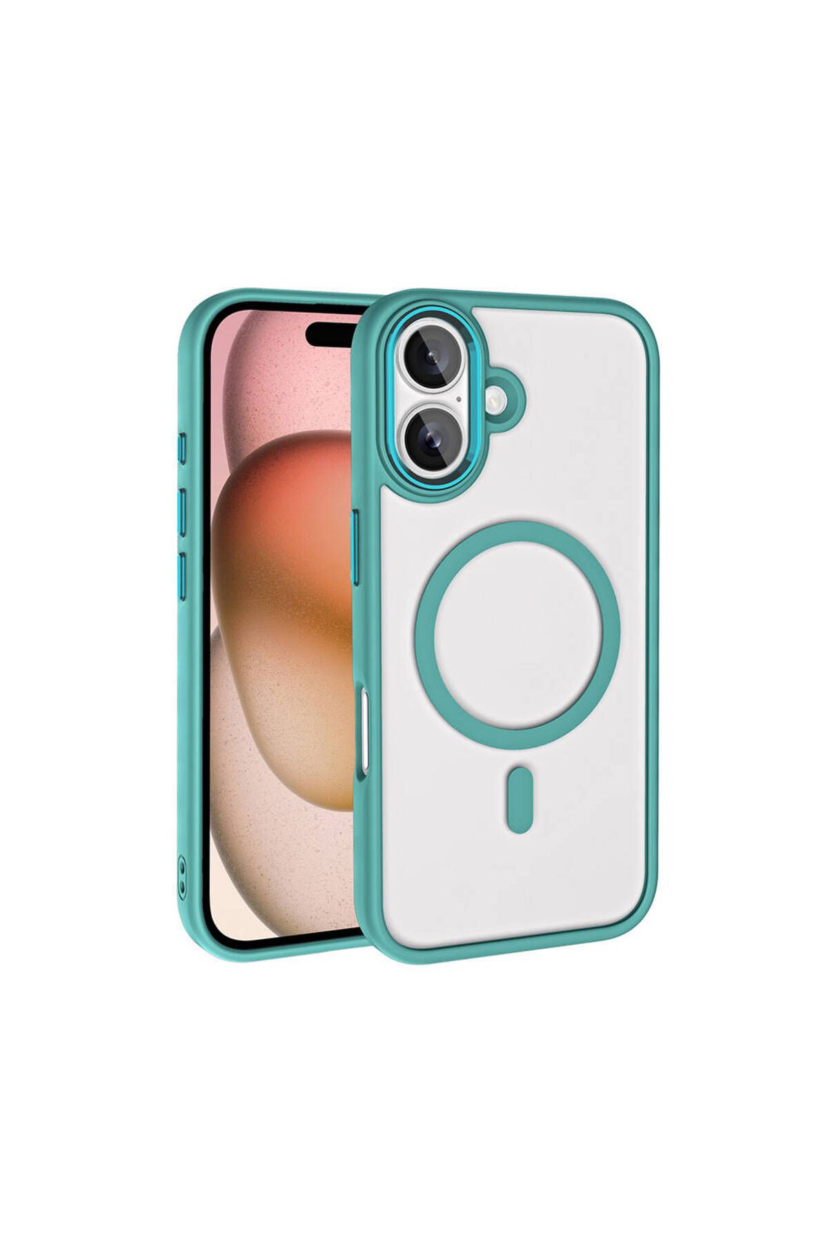 Megafox Teknoloji Apple iPhone 16 Plus Uyumlu Kılıf Wireless Şarj Özellikli Zore Krom M-safe Silikon Kapak
