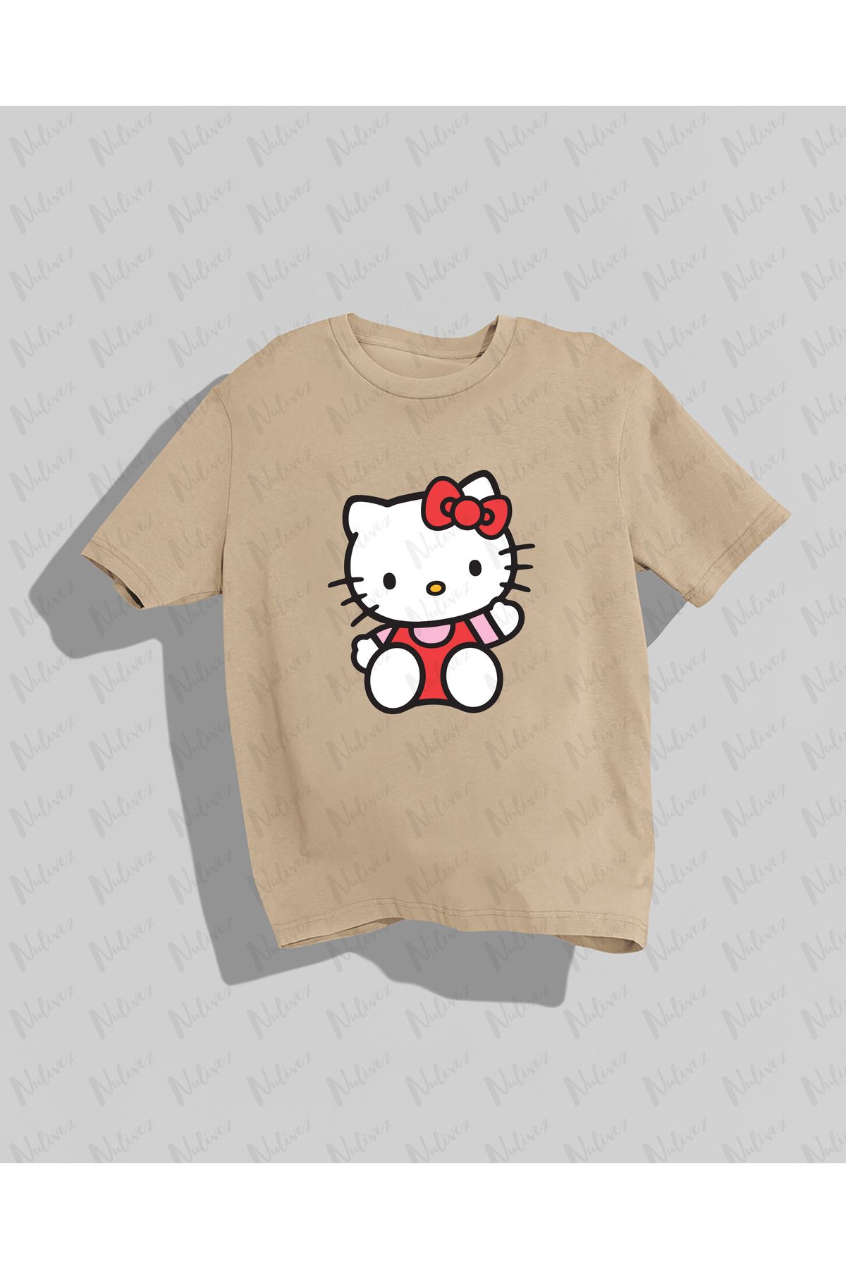 Nulivez Hello Kitty Tasarımı Baskılı Yüksek Kalite Kompakt Unisex Oversize T-Shirt