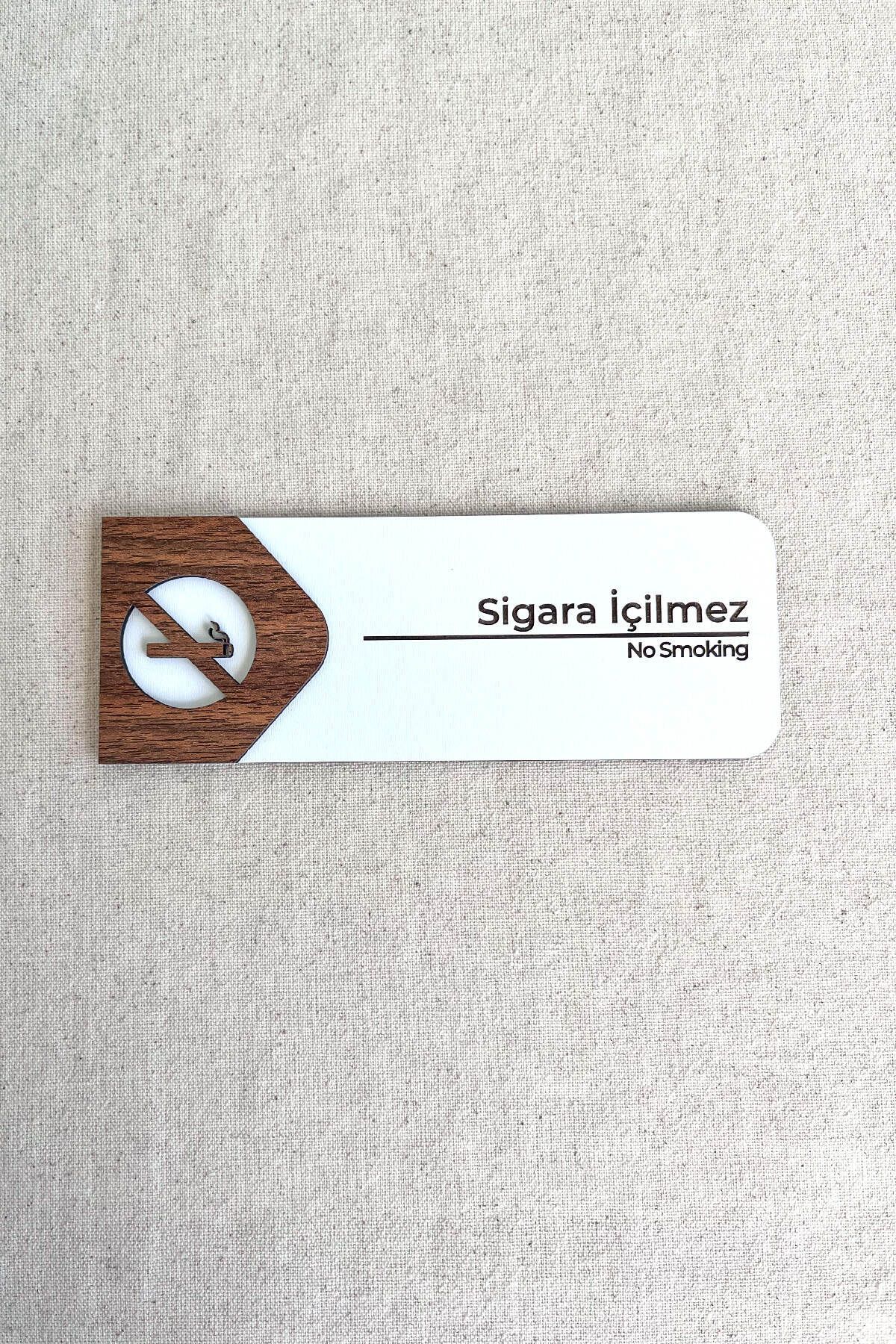 Kuzeylina Sigara İçilmez Uyarı Tabelası – MDF Uyarı Levhası | 19x7 cm Çift Katmanlı, Çift Taraflı Bantlı