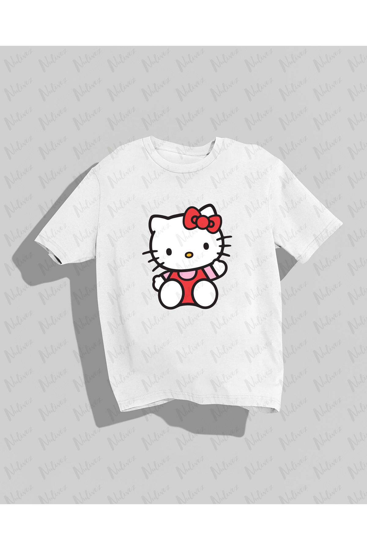 Nulivez Hello Kitty Tasarımı Baskılı Yüksek Kalite Kompakt Unisex Oversize T-Shirt